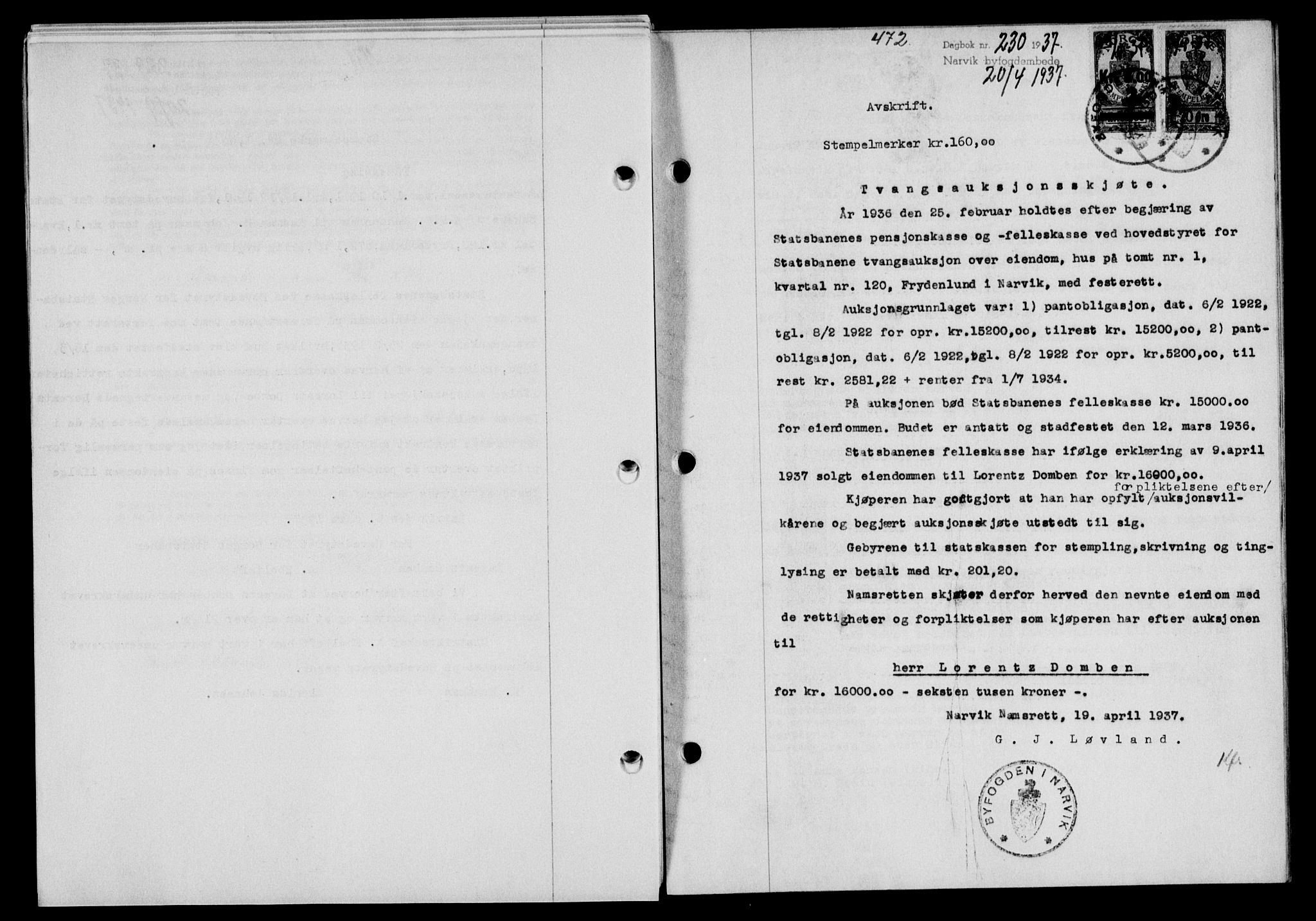 Narvik sorenskriveri, SAT/A-0002/1/2/2C/2Ca/L0011: Mortgage book no. 14, 1935-1937, Deed date: 20.04.1937