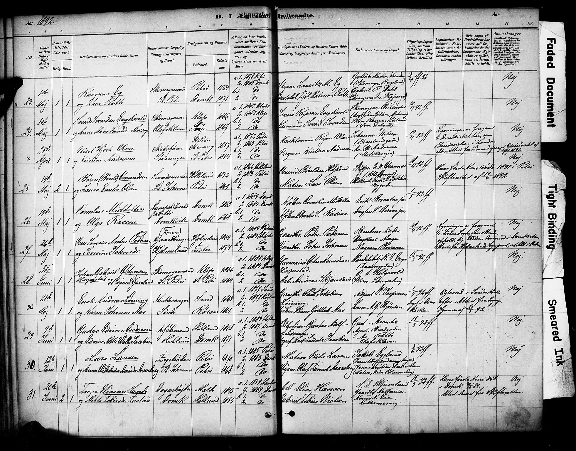 Domkirken sokneprestkontor, AV/SAST-A-101812/001/30/30BA/L0029: Parish register (official) no. A 28, 1878-1904, p. 88