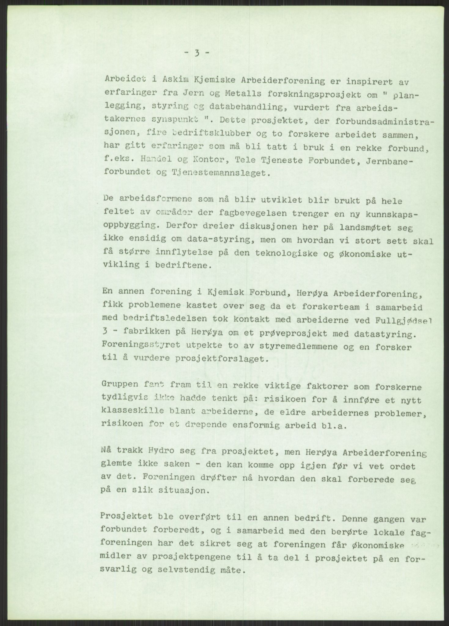 Nygaard, Kristen, RA/PA-1398/F/Fi/L0006: Fagbevegelse, demokrati, Jern- og Metallprosjektet, 1970-2002, p. 567