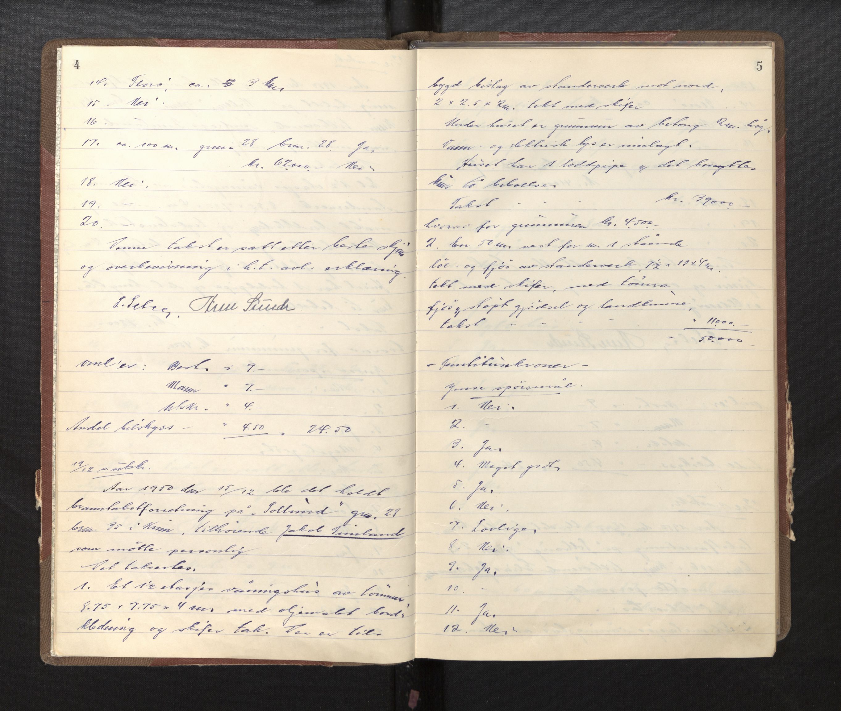 Lensmannen i Kinn, AV/SAB-A-28801/0012/L0004c: Branntakstprotokoll, 1950-1953, p. 4-5