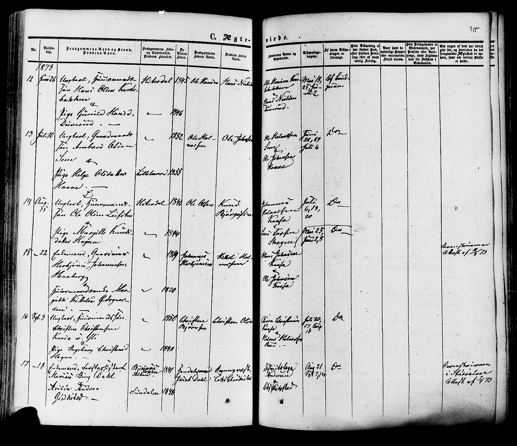 Heddal kirkebøker, AV/SAKO-A-268/F/Fa/L0007: Parish register (official) no. I 7, 1855-1877, p. 355