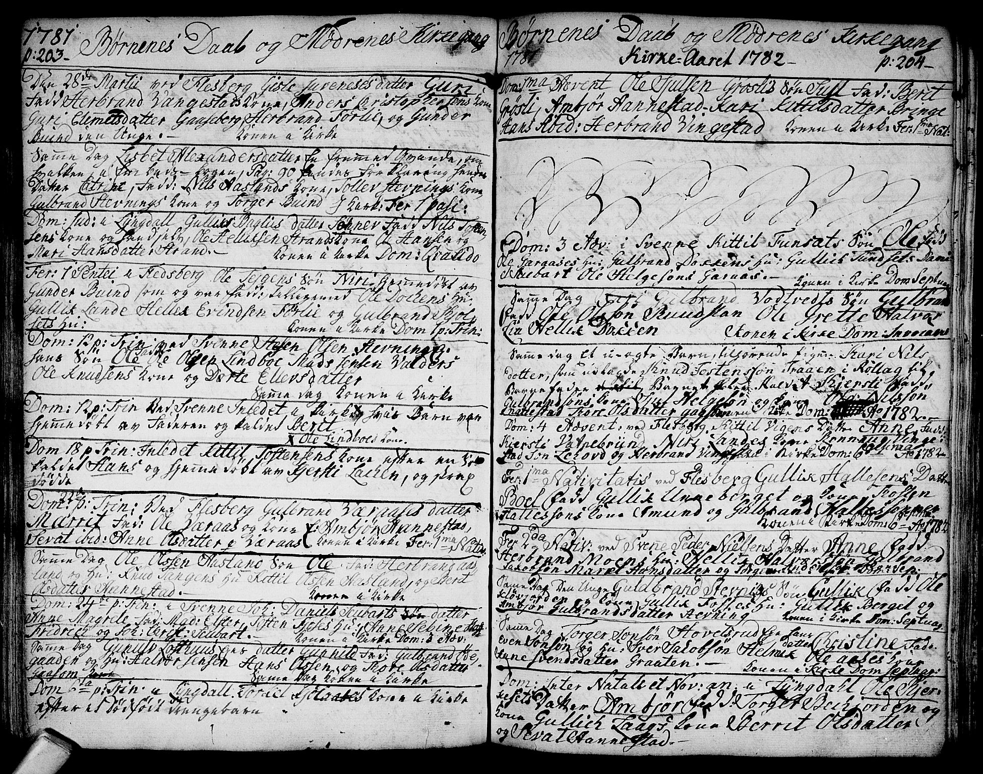 Flesberg kirkebøker, AV/SAKO-A-18/F/Fa/L0003: Parish register (official) no. I 3, 1748-1790, p. 203-204