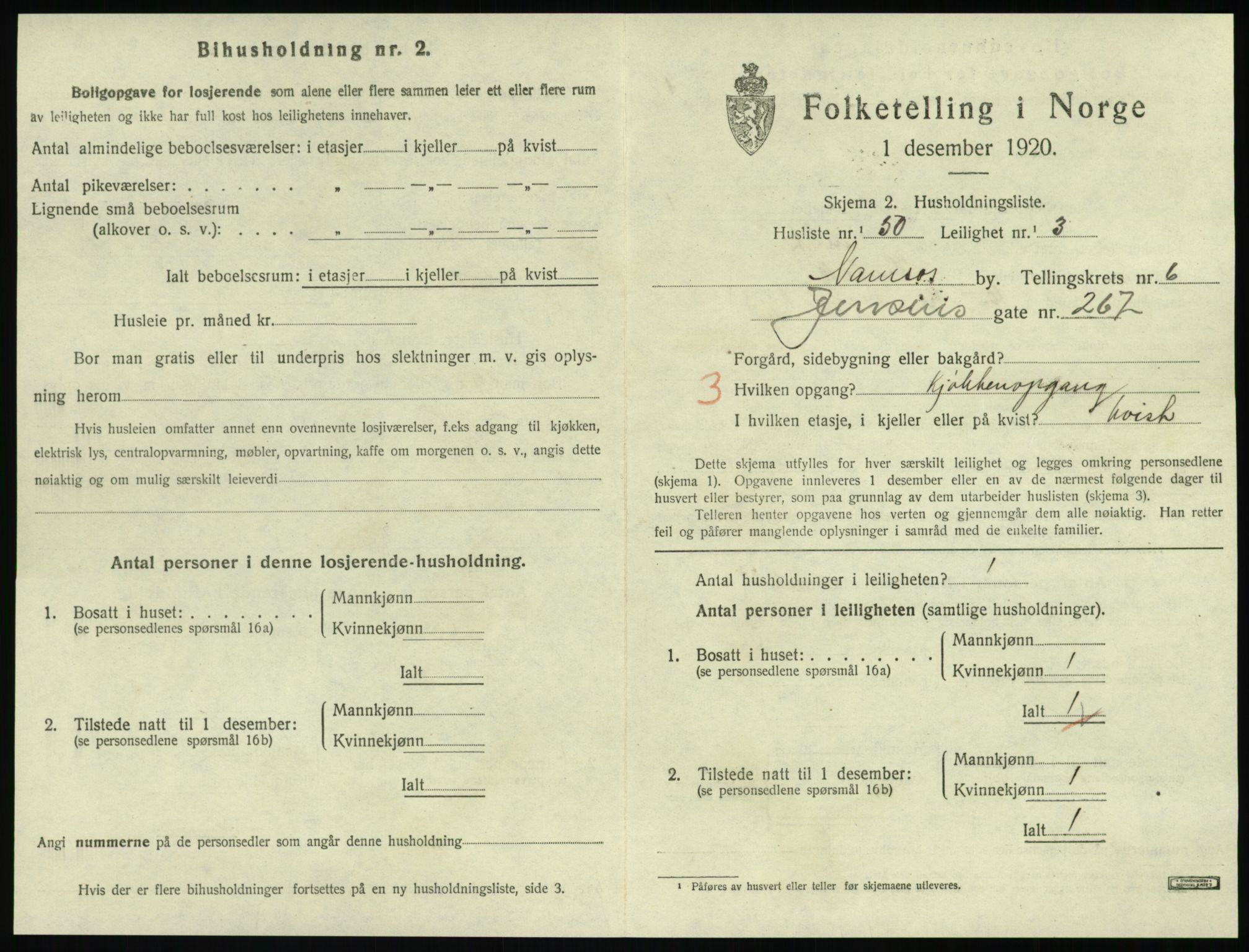 SAT, 1920 census for Namsos, 1920, p. 1969