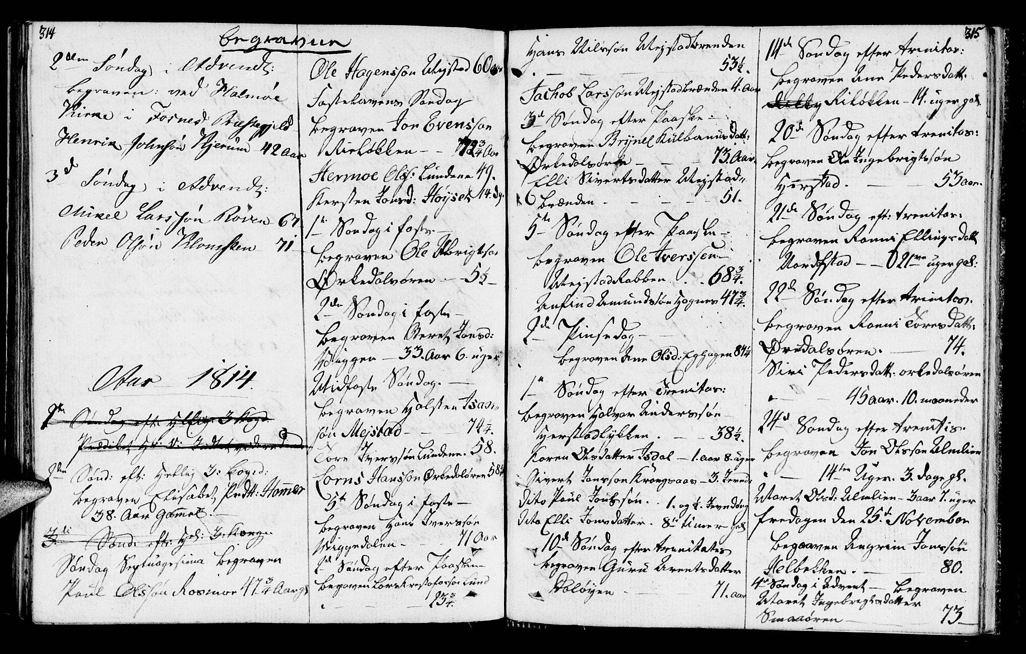 Ministerialprotokoller, klokkerbøker og fødselsregistre - Sør-Trøndelag, SAT/A-1456/665/L0769: Parish register (official) no. 665A04, 1803-1816, p. 314-315