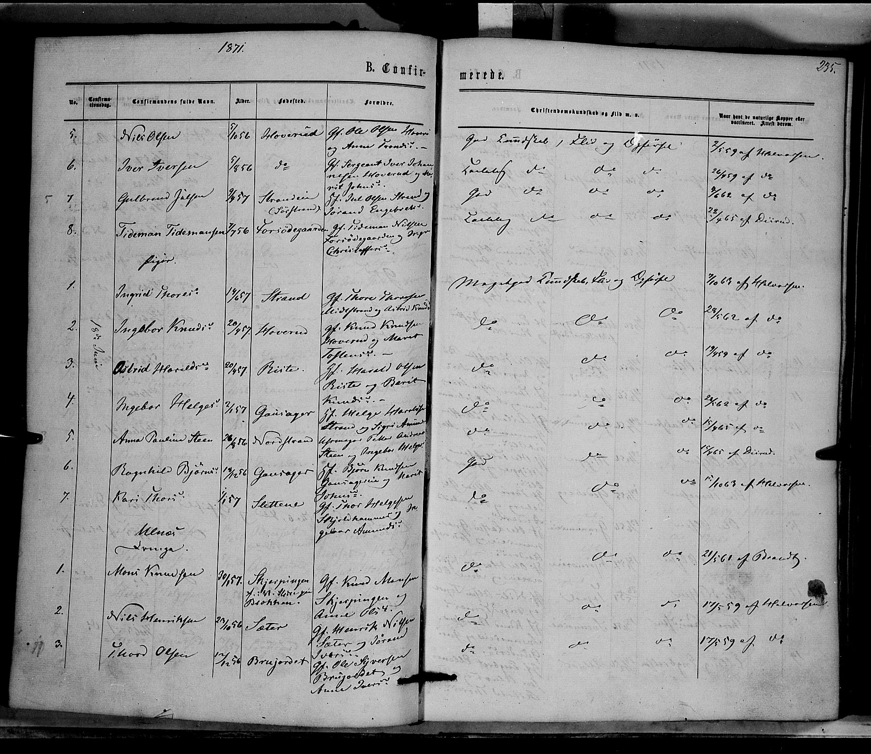 Nord-Aurdal prestekontor, SAH/PREST-132/H/Ha/Haa/L0008: Parish register (official) no. 8, 1863-1875, p. 235