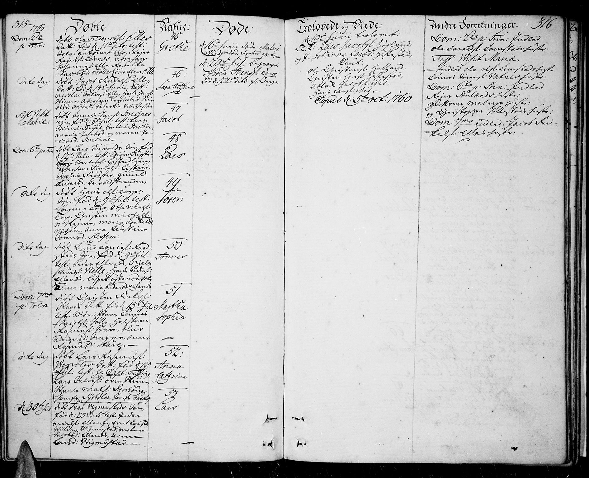 Lista sokneprestkontor, AV/SAK-1111-0027/F/Fa/L0003: Parish register (official) no. A 3 /1, 1743-1767, p. 315-316