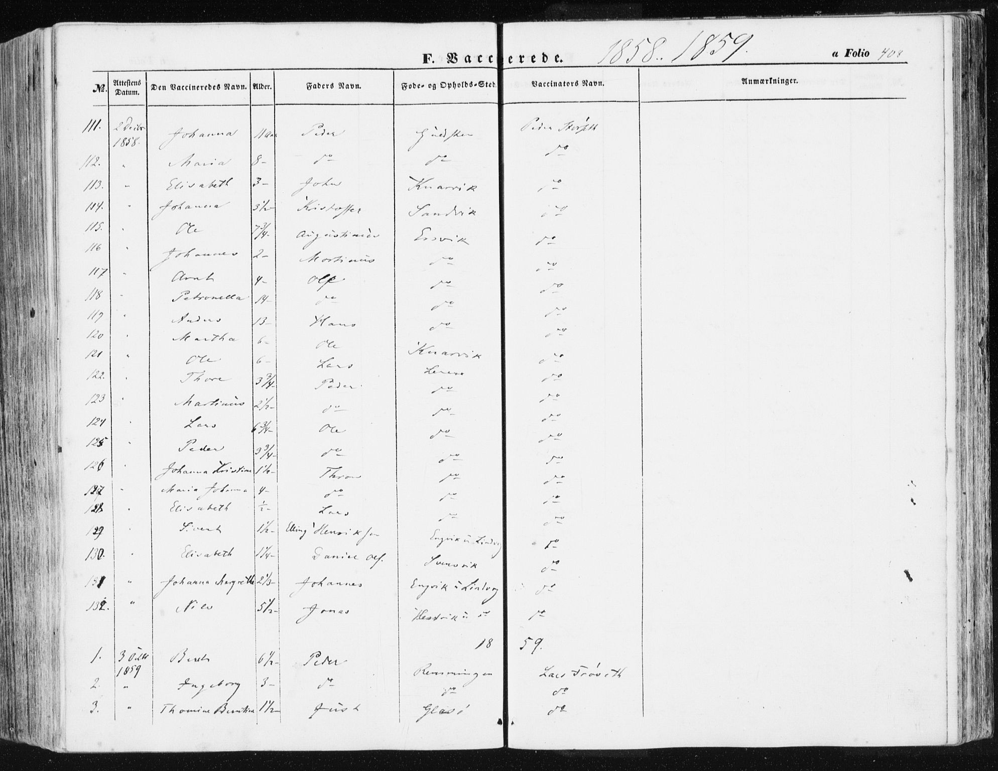 Ministerialprotokoller, klokkerbøker og fødselsregistre - Møre og Romsdal, AV/SAT-A-1454/581/L0937: Parish register (official) no. 581A05, 1853-1872, p. 408