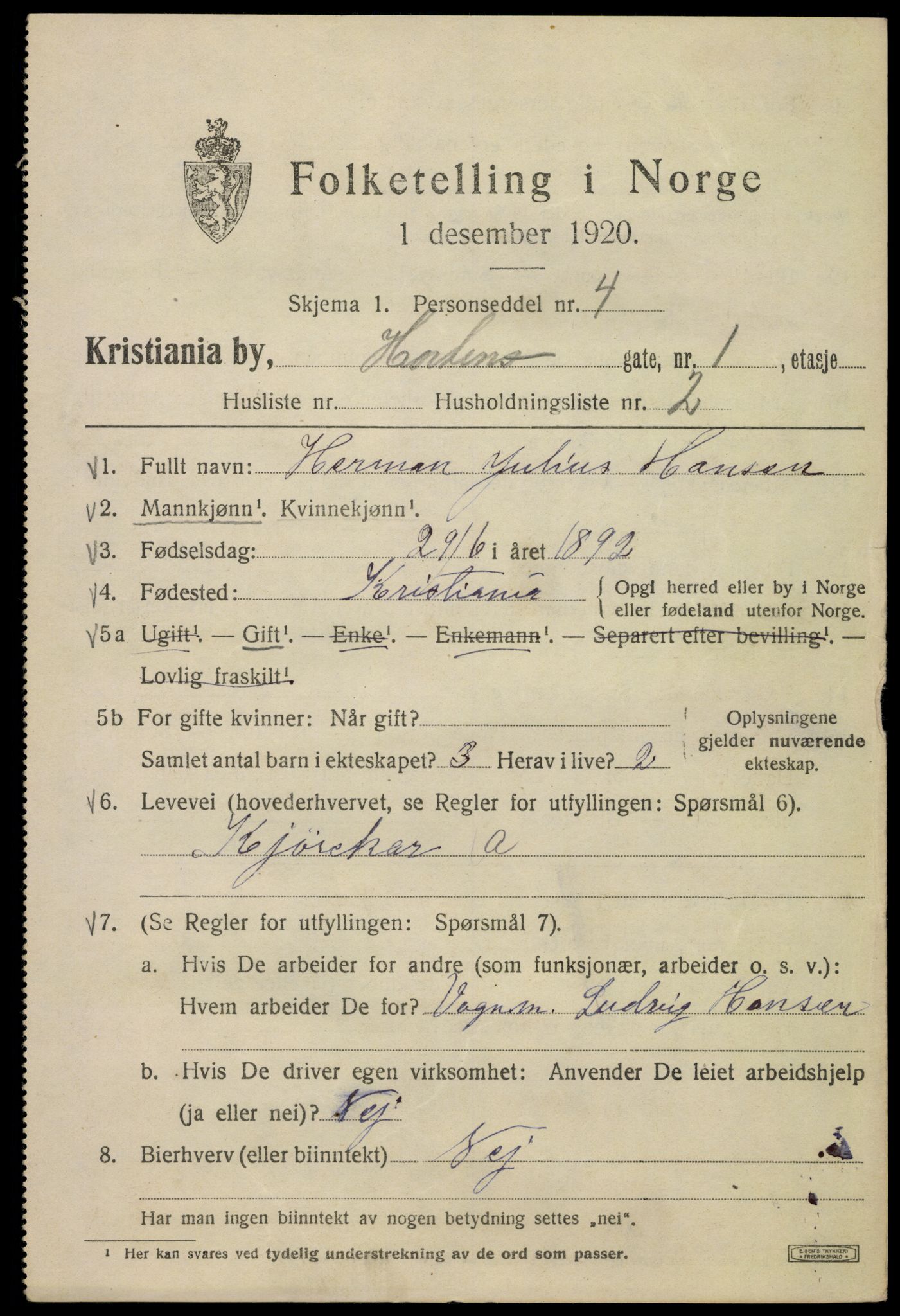 SAO, 1920 census for Kristiania, 1920, p. 298947