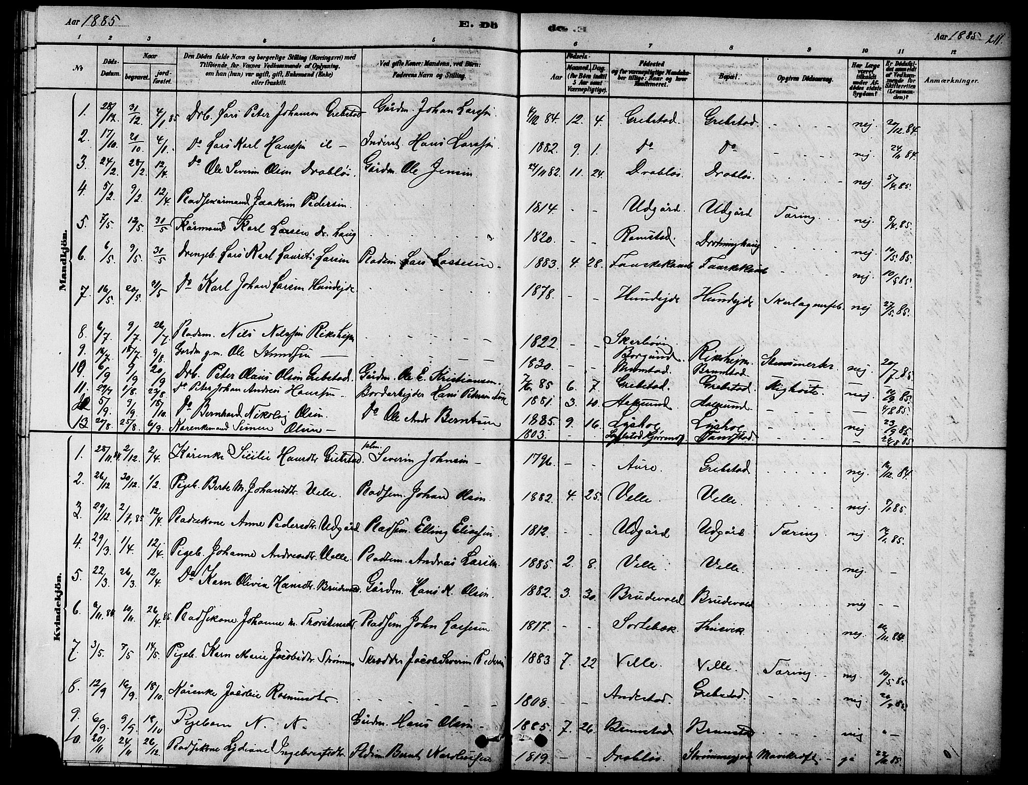Ministerialprotokoller, klokkerbøker og fødselsregistre - Møre og Romsdal, SAT/A-1454/523/L0339: Parish register (copy) no. 523C02, 1878-1891, p. 211