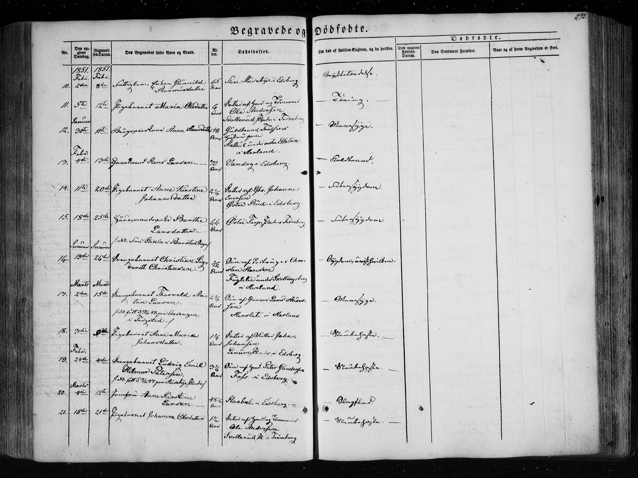 Eidsberg prestekontor Kirkebøker, AV/SAO-A-10905/F/Fa/L0009: Parish register (official) no. I 9, 1849-1856, p. 292