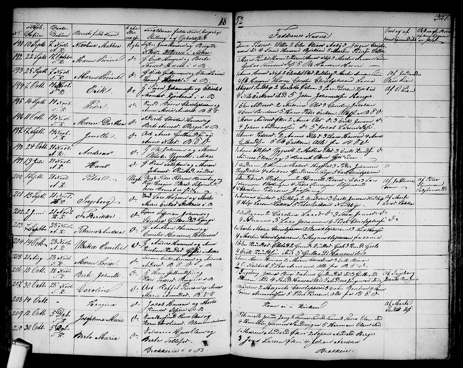 Asker prestekontor Kirkebøker, SAO/A-10256a/F/Fa/L0007: Parish register (official) no. I 7, 1825-1864, p. 327
