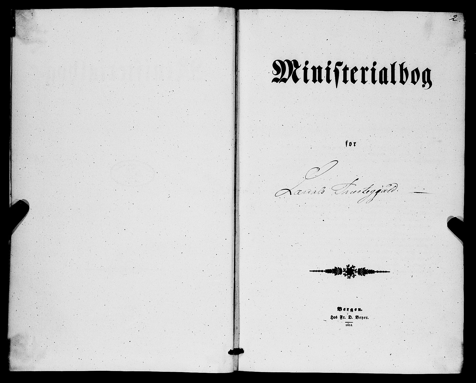 Lærdal sokneprestembete, AV/SAB-A-81201: Parish register (official) no. A 17, 1851-1877, p. 2