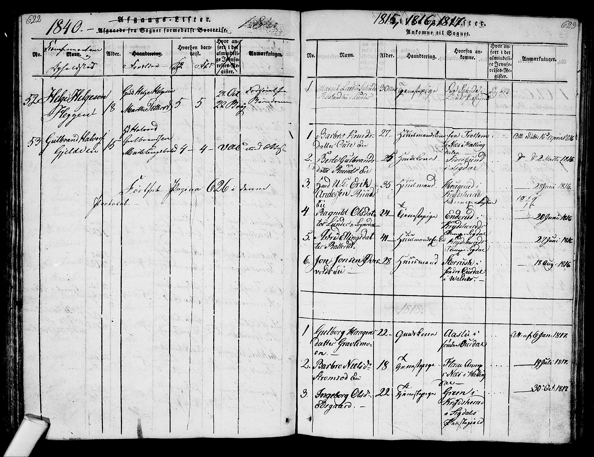 Norderhov kirkebøker, AV/SAKO-A-237/G/Ga/L0003: Parish register (copy) no. I 3 /2, 1814-1876, p. 622-623