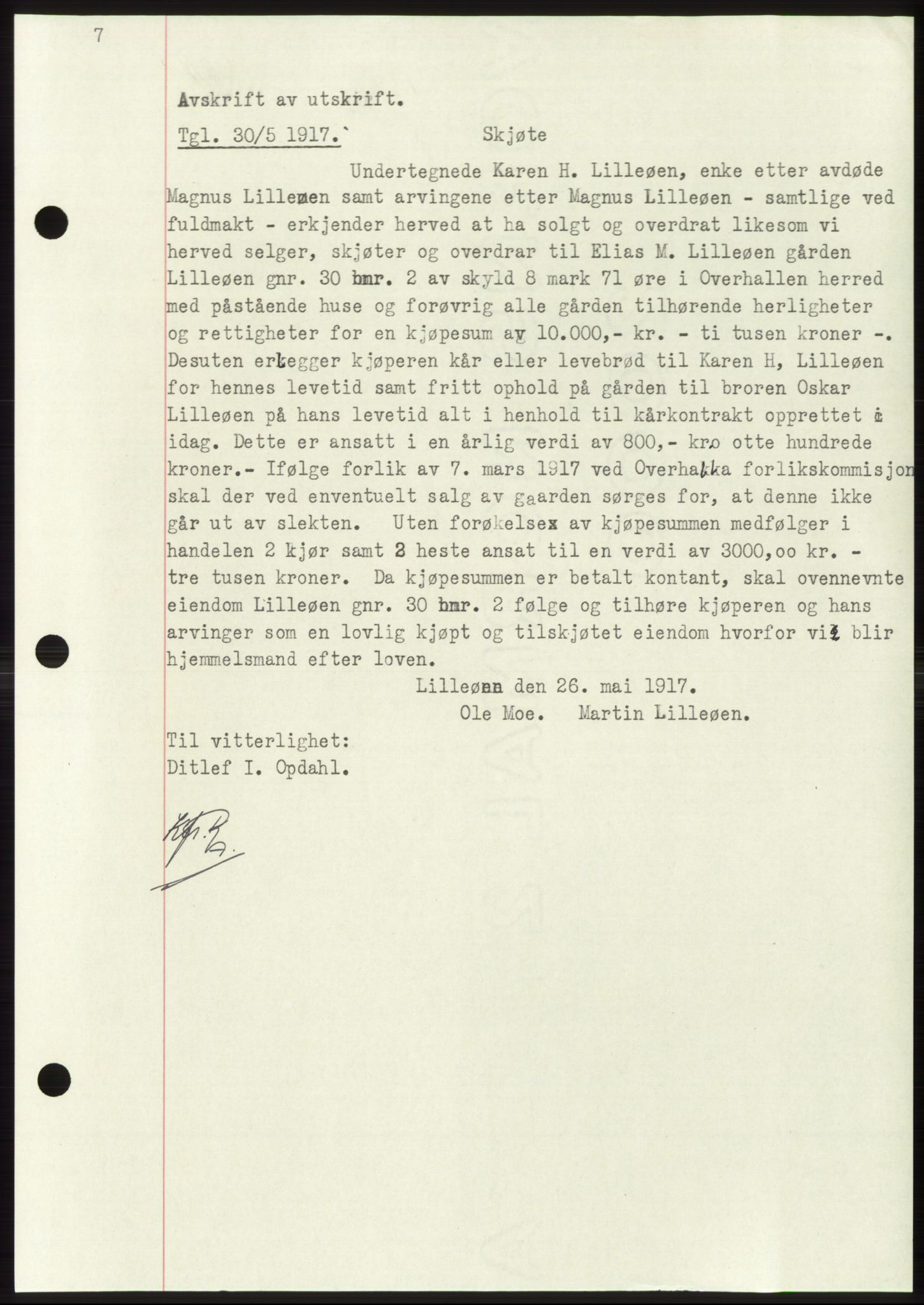 Namdal sorenskriveri, SAT/A-4133/1/2/2C: Mortgage book no. -, 1916-1921, Deed date: 30.05.1917