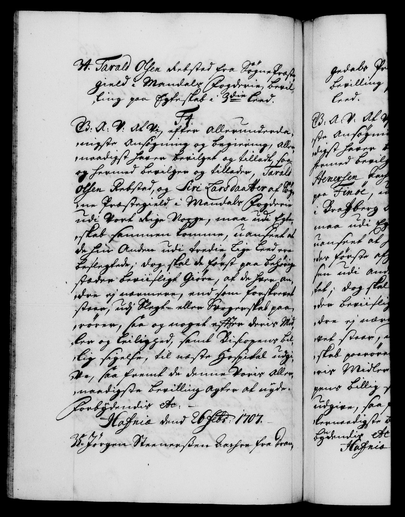 Danske Kanselli 1572-1799, AV/RA-EA-3023/F/Fc/Fca/Fcaa/L0019: Norske registre, 1704-1707, p. 456b