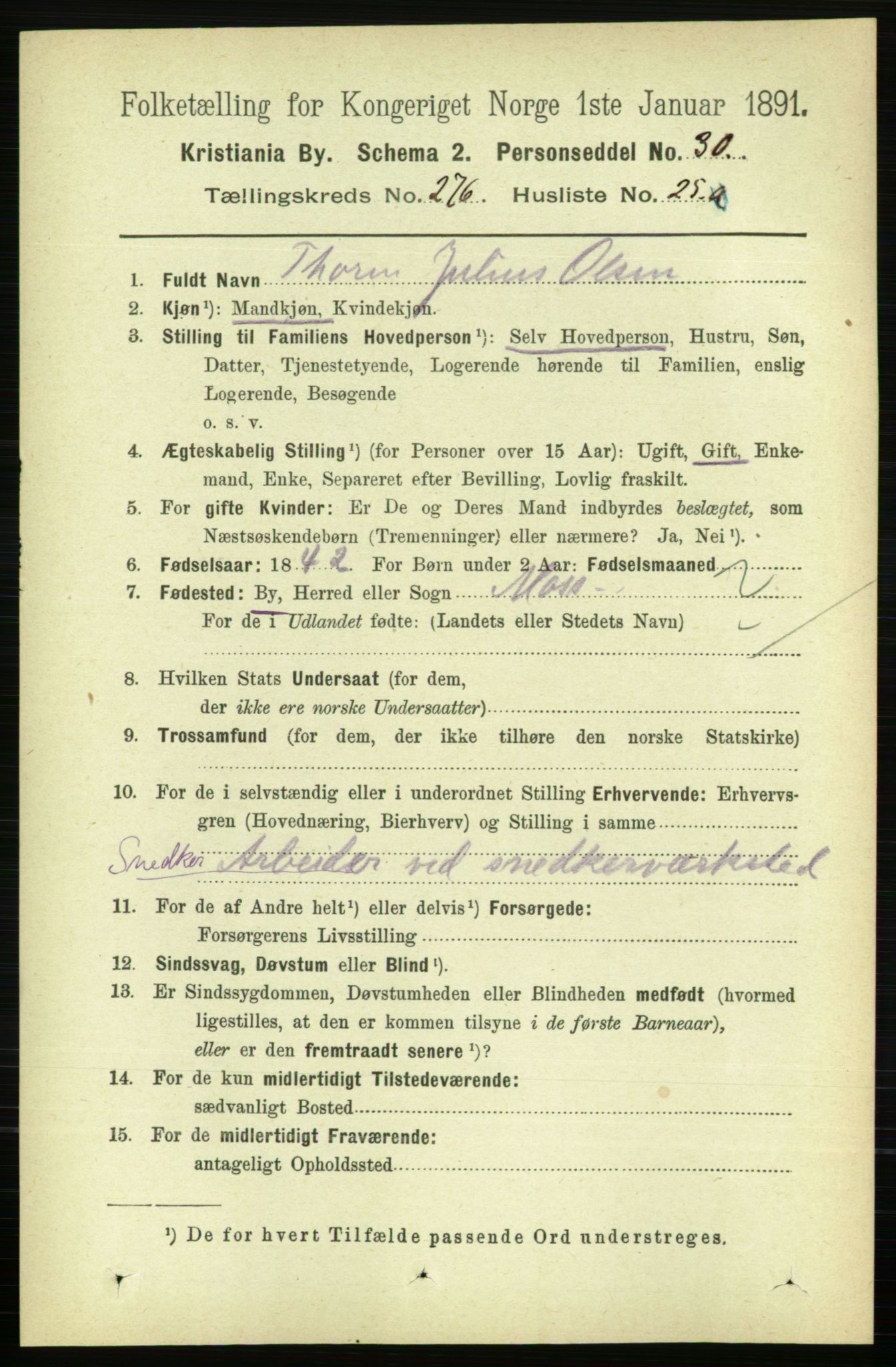 RA, 1891 census for 0301 Kristiania, 1891, p. 167945