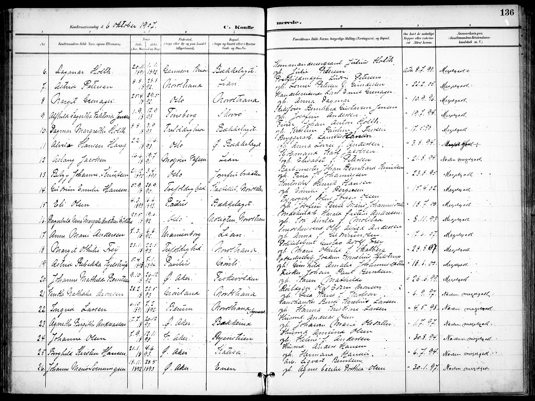 Nordstrand prestekontor Kirkebøker, SAO/A-10362a/F/Fa/L0001: Parish register (official) no. I 1, 1900-1914, p. 136