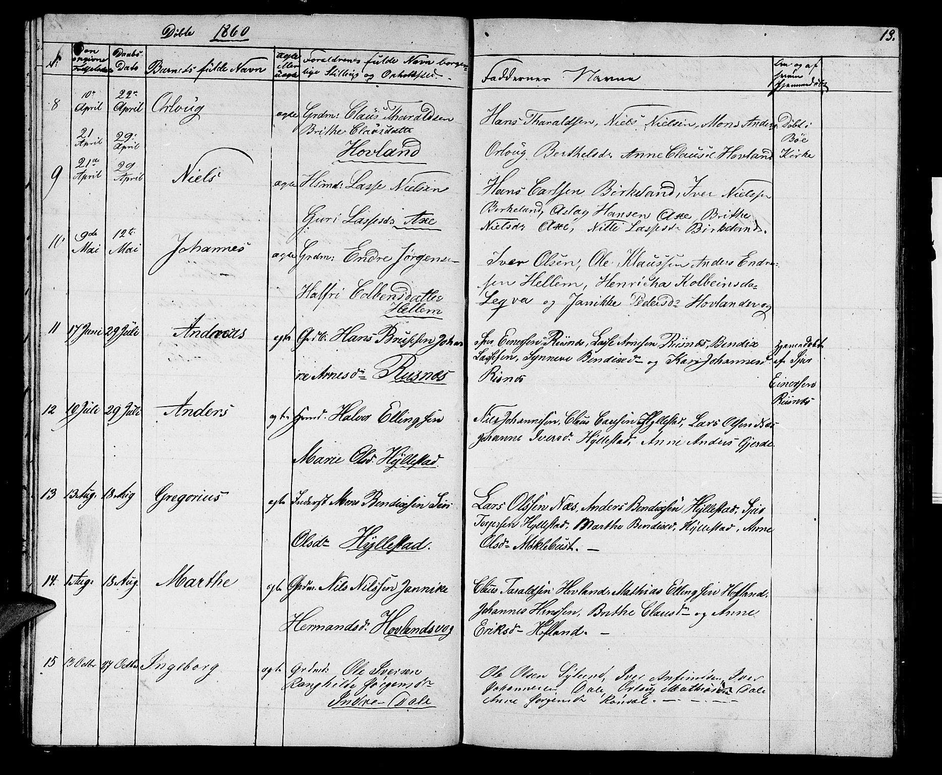 Hyllestad sokneprestembete, SAB/A-80401: Parish register (copy) no. A 1, 1853-1875, p. 13