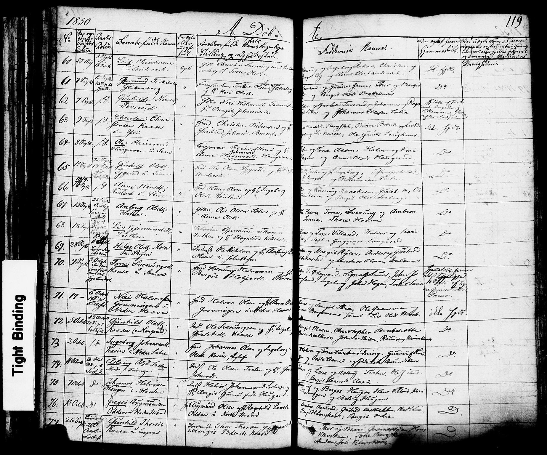 Heddal kirkebøker, AV/SAKO-A-268/F/Fa/L0006: Parish register (official) no. I 6, 1837-1854, p. 119