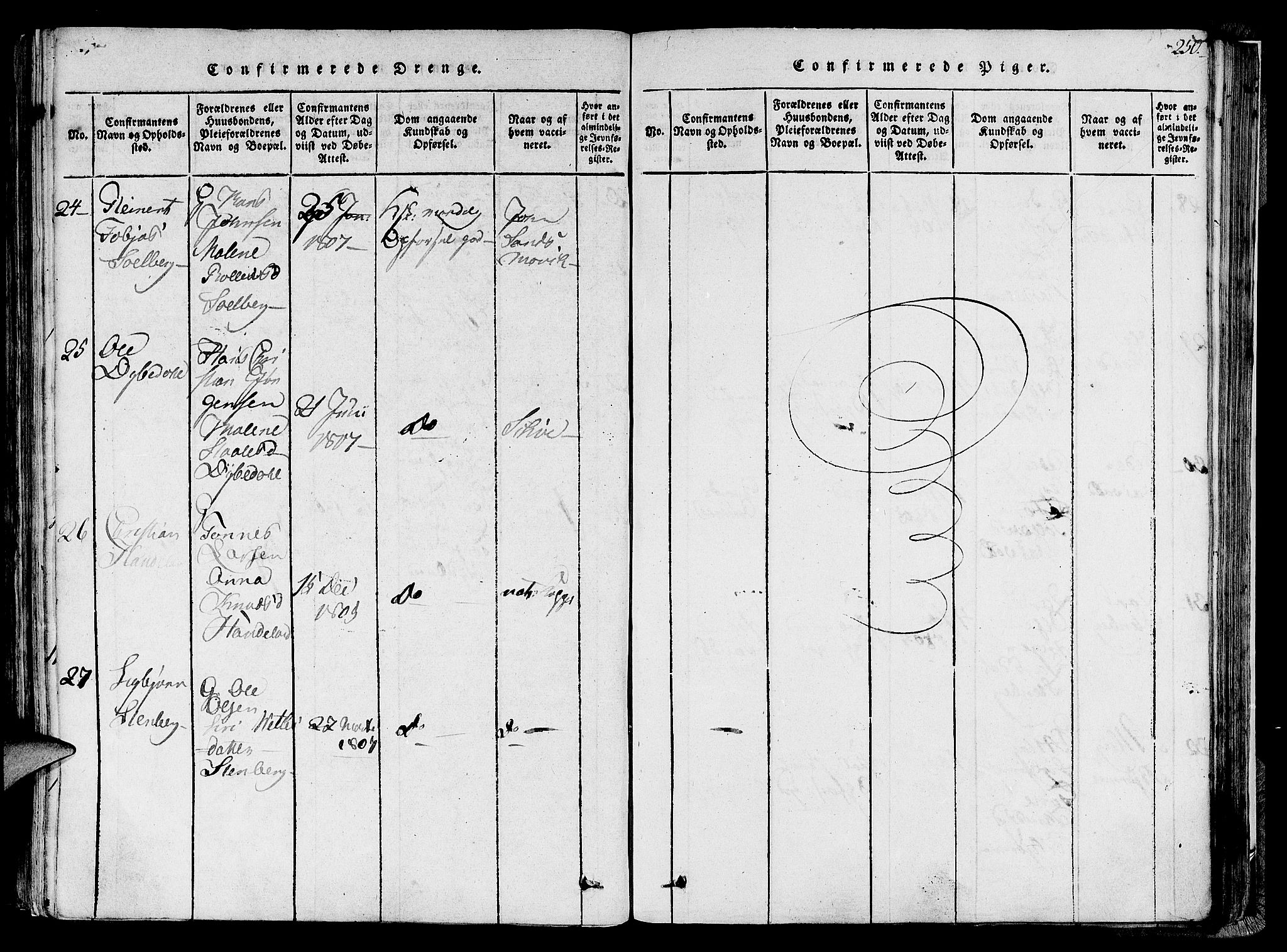 Lund sokneprestkontor, AV/SAST-A-101809/S06/L0005: Parish register (official) no. A 5, 1815-1833, p. 250