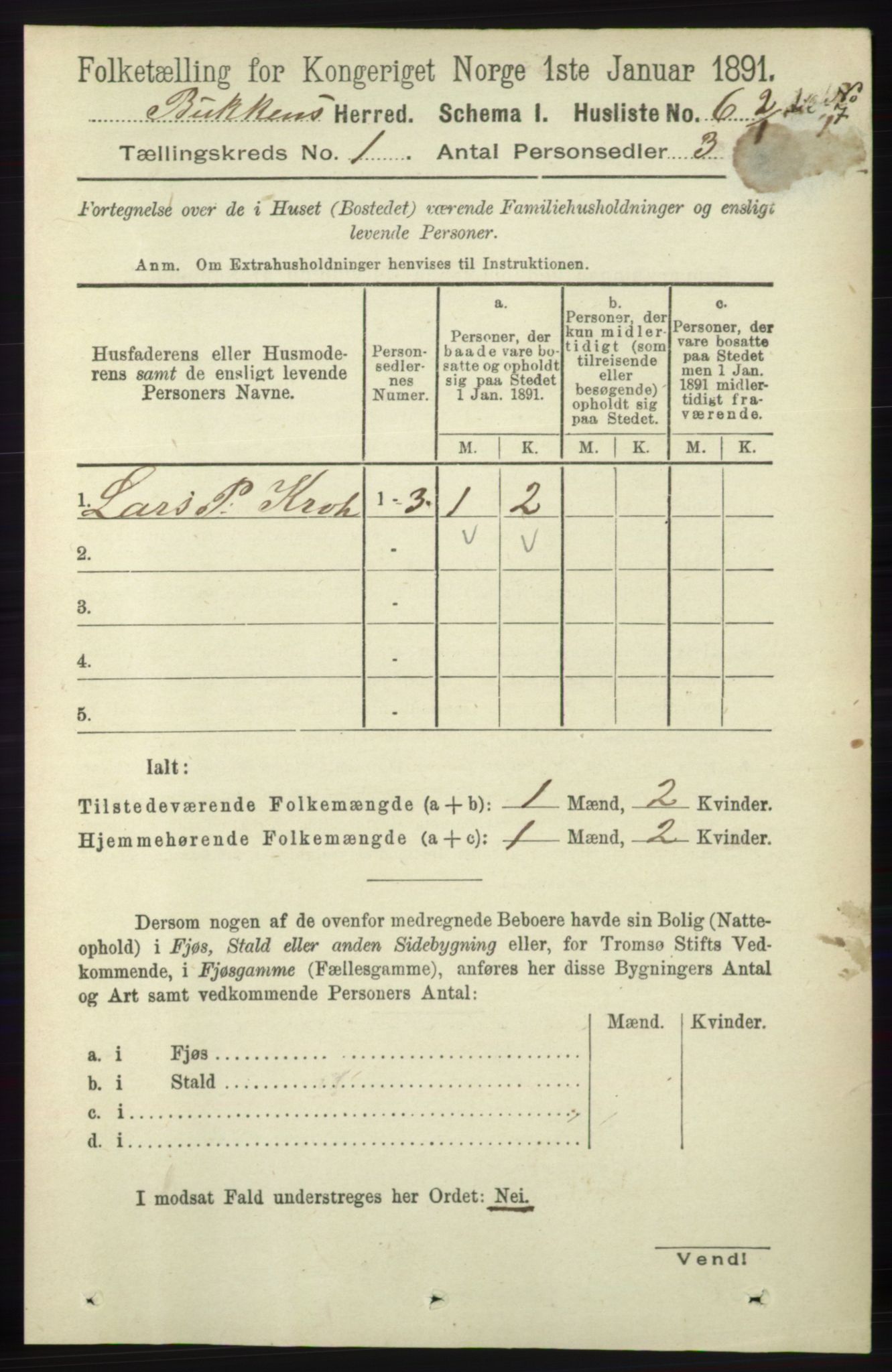 RA, 1891 census for 1145 Bokn, 1891, p. 20