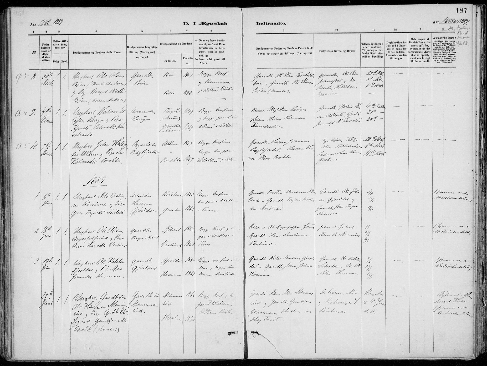 Tinn kirkebøker, SAKO/A-308/F/Fa/L0007: Parish register (official) no. I 7, 1878-1922, p. 187