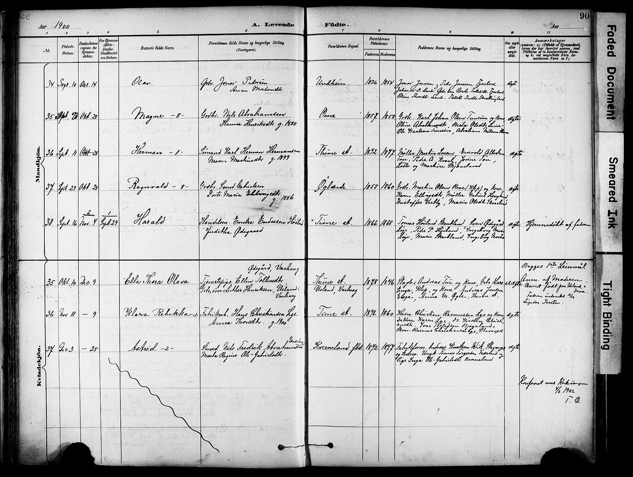 Lye sokneprestkontor, AV/SAST-A-101794/001/30BA/L0011: Parish register (official) no. A 9, 1893-1903, p. 90