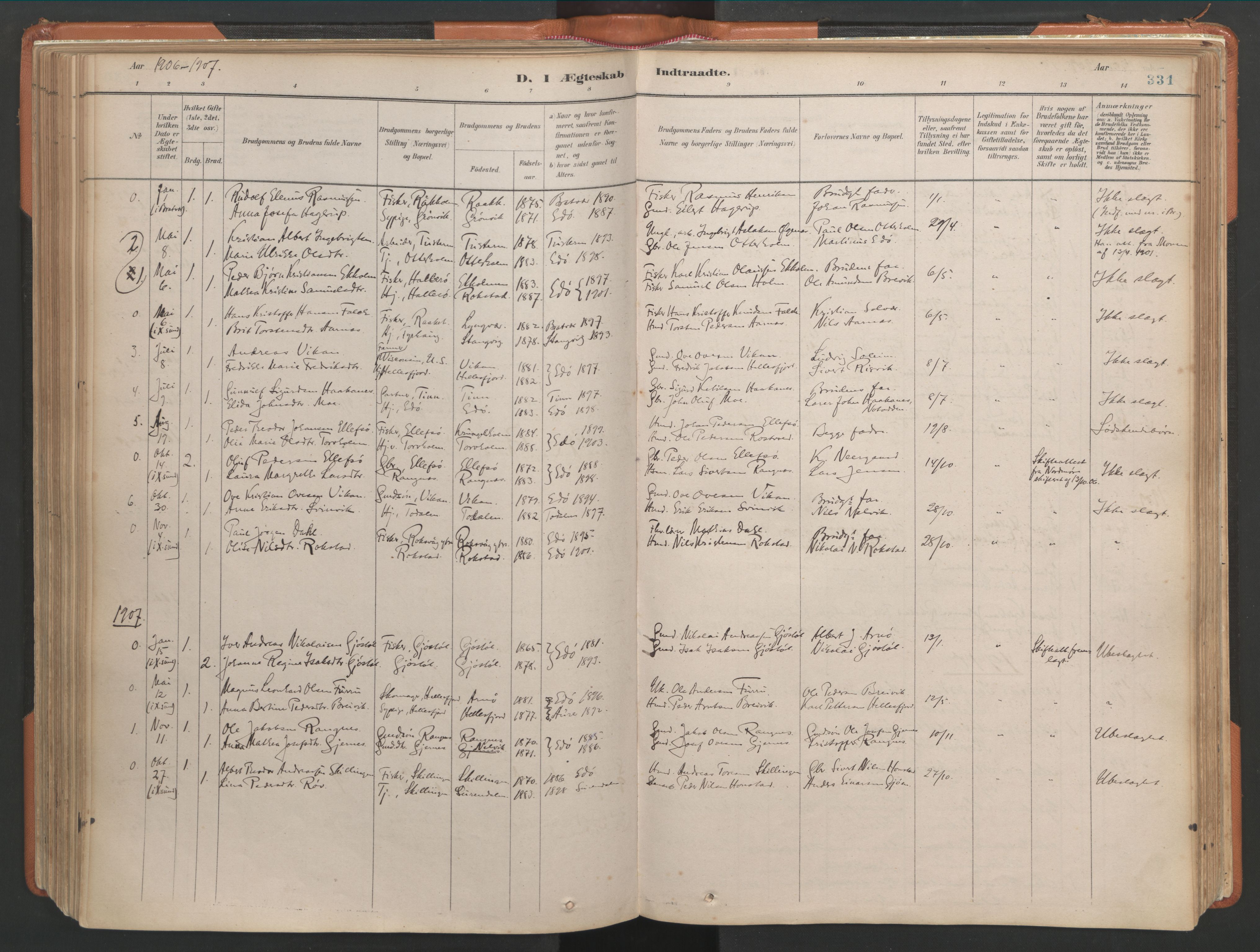 Ministerialprotokoller, klokkerbøker og fødselsregistre - Møre og Romsdal, AV/SAT-A-1454/581/L0941: Parish register (official) no. 581A09, 1880-1919, p. 331