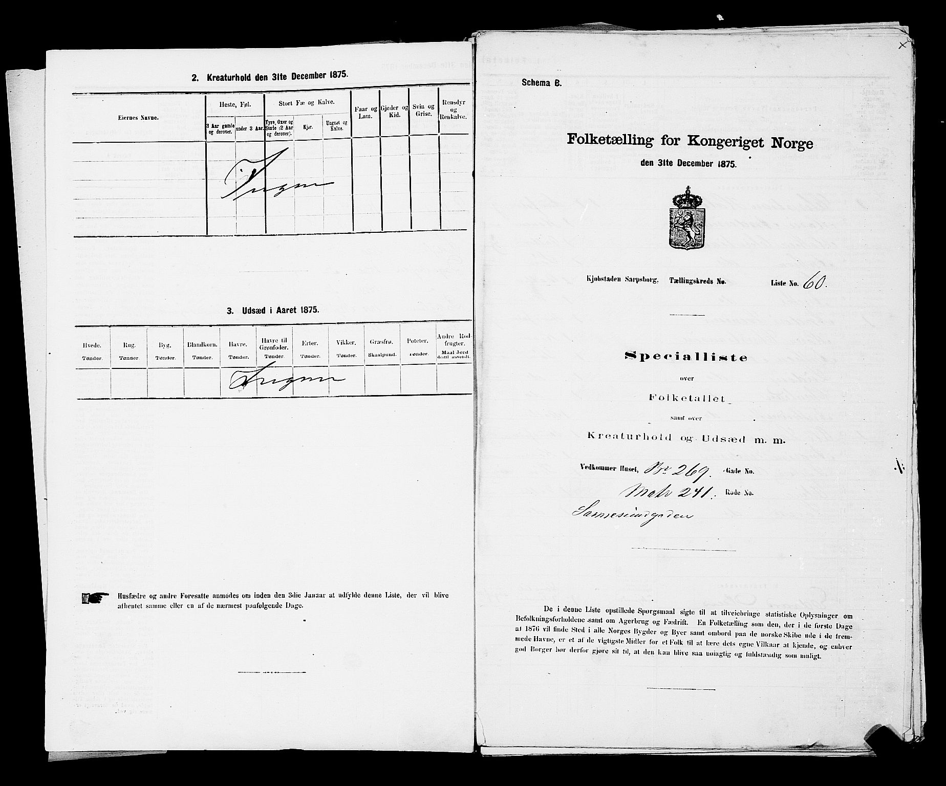 RA, 1875 census for 0102P Sarpsborg, 1875, p. 139