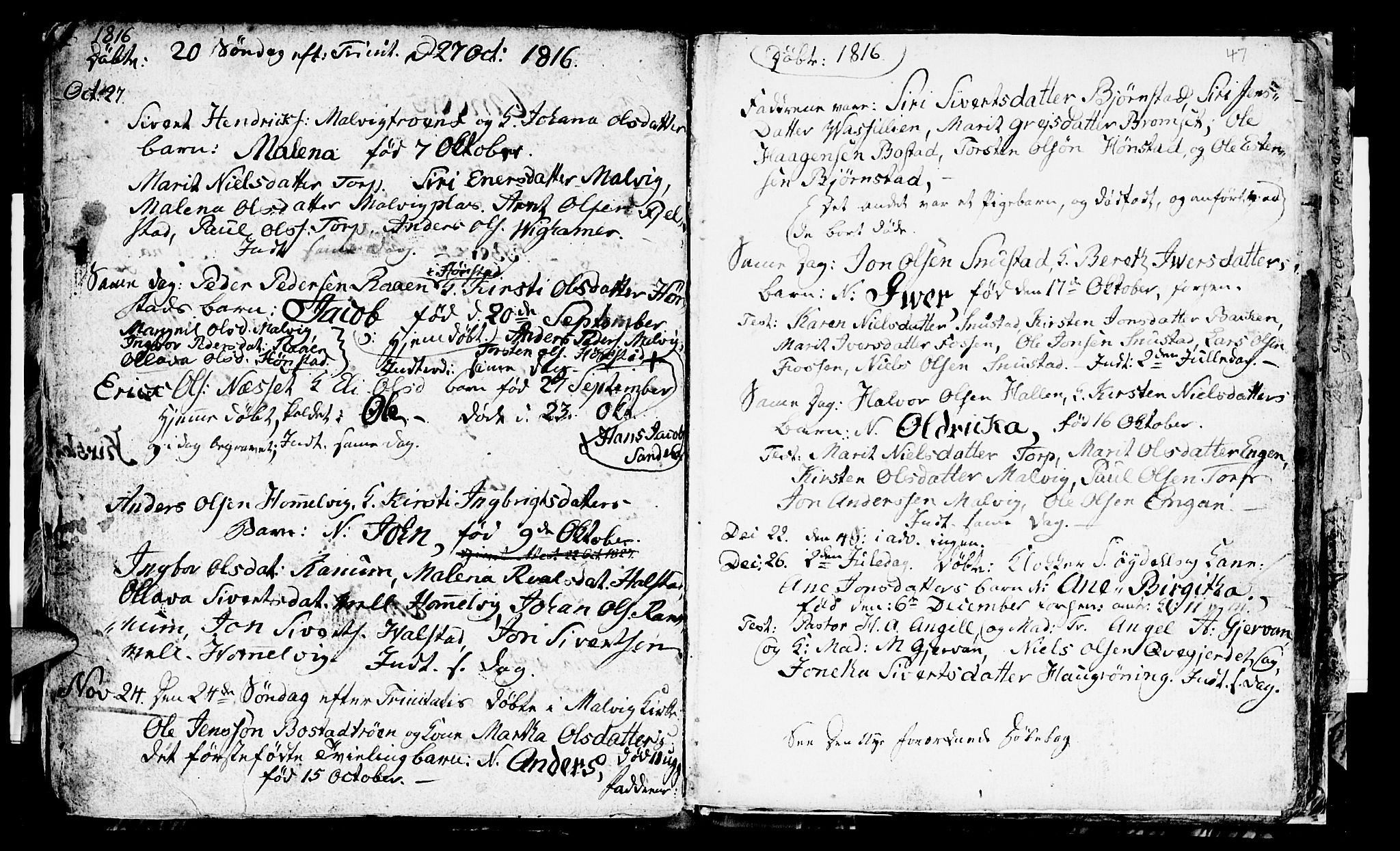 Ministerialprotokoller, klokkerbøker og fødselsregistre - Sør-Trøndelag, SAT/A-1456/616/L0419: Parish register (copy) no. 616C02, 1797-1816, p. 47