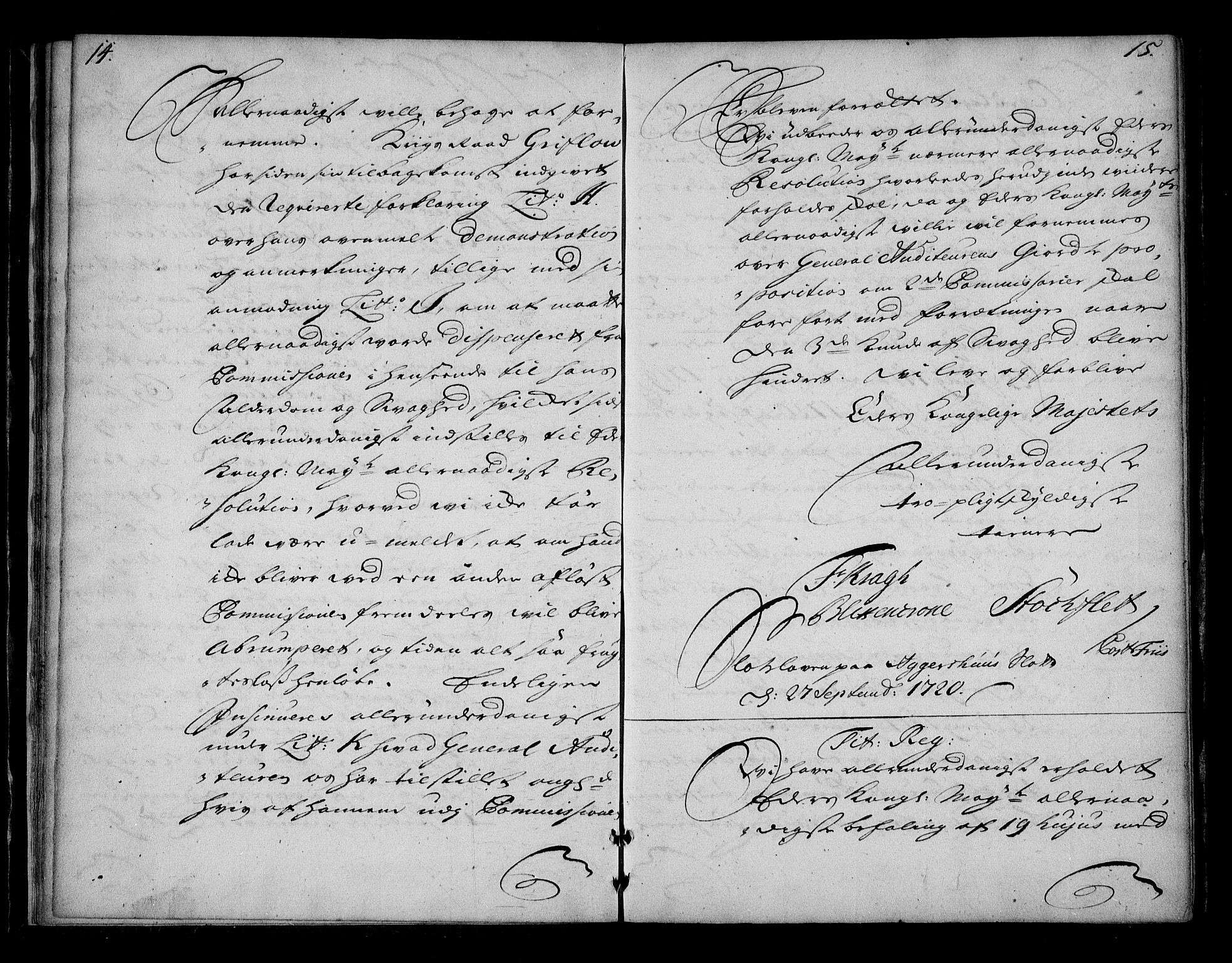 Stattholderembetet 1572-1771, AV/RA-EA-2870/Bd/L0003: Relasjonsprotokoll, 1720-1722, p. 14-15