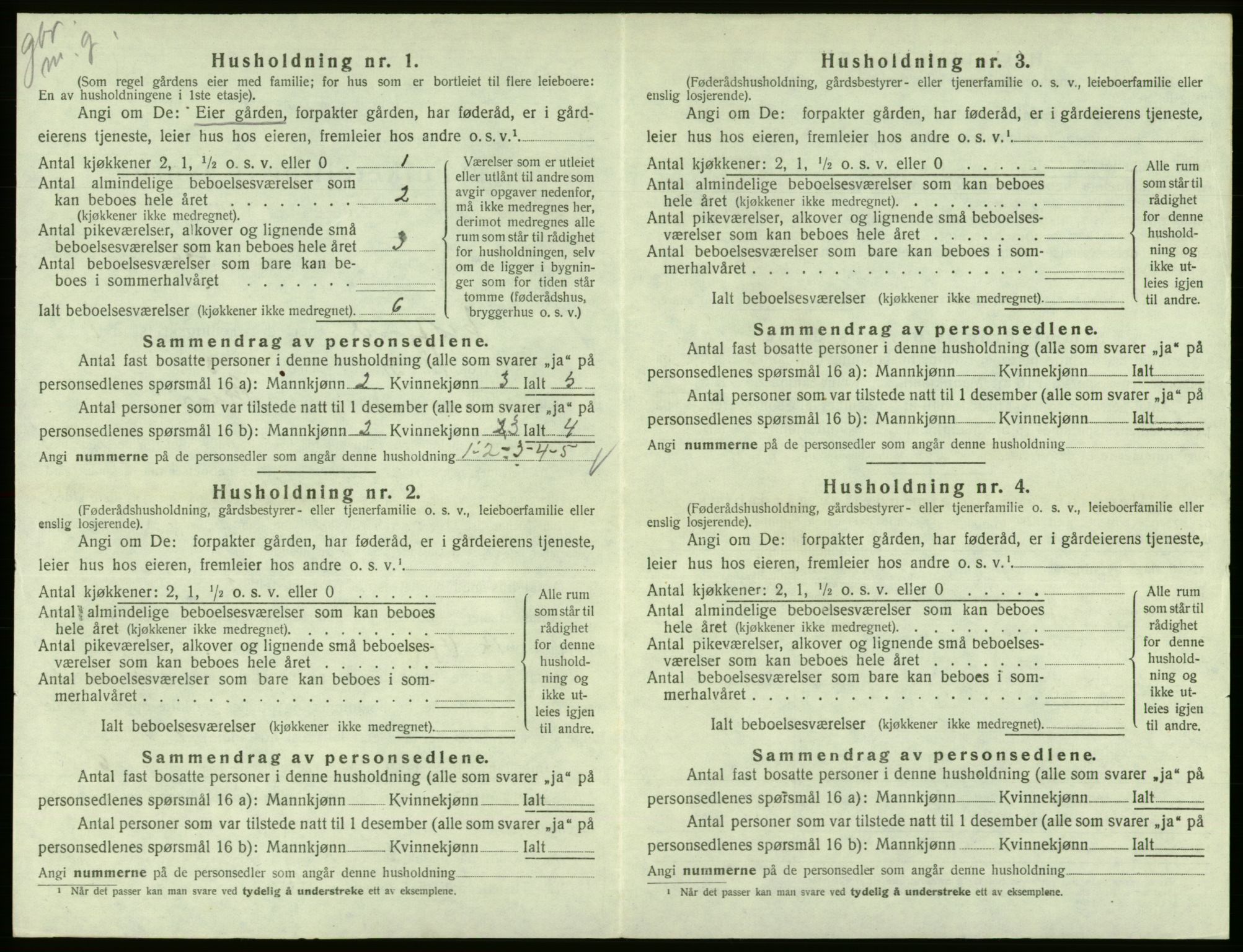 SAB, 1920 census for Eidfjord, 1920, p. 85