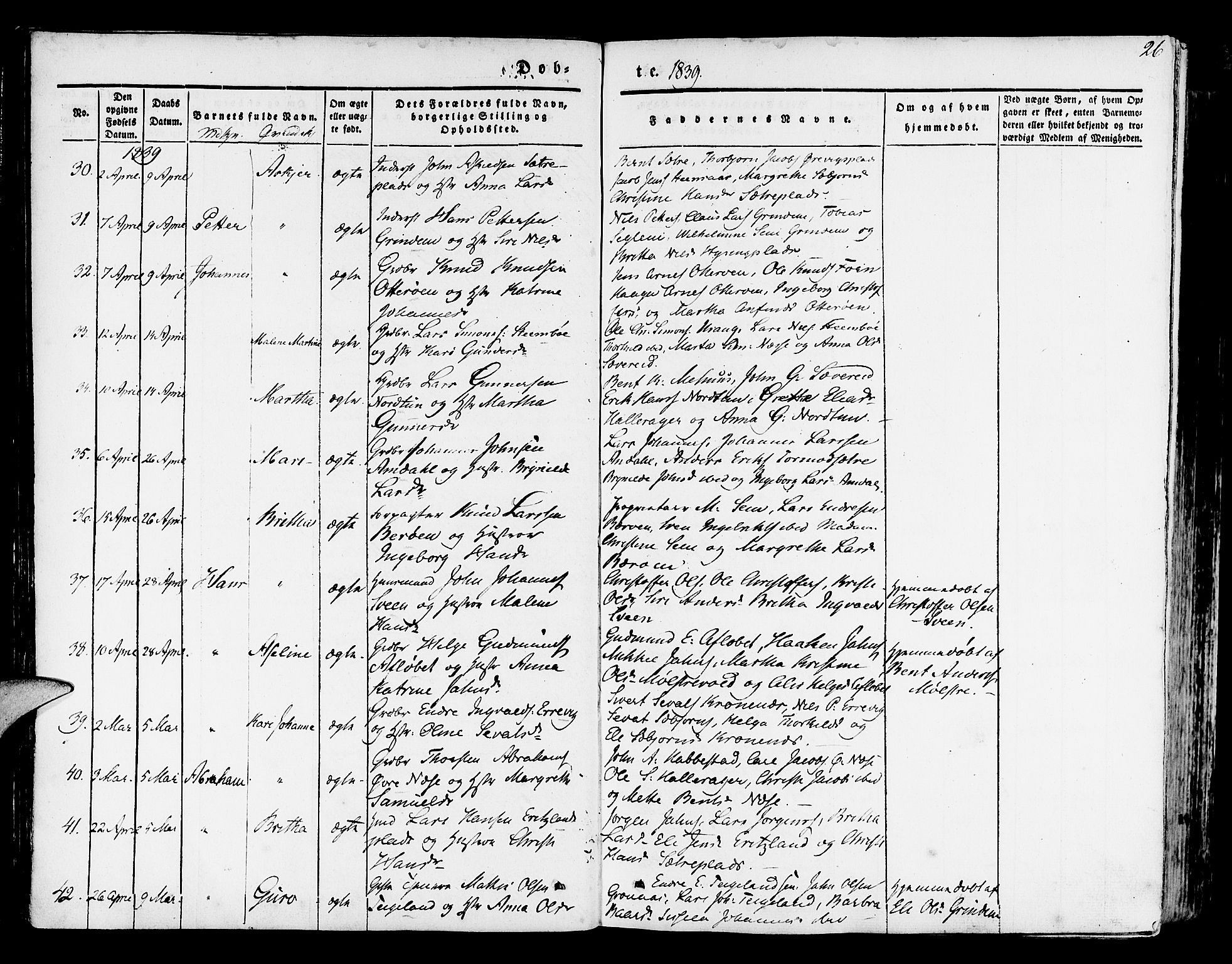 Finnås sokneprestembete, AV/SAB-A-99925/H/Ha/Haa/Haaa/L0006: Parish register (official) no. A 6, 1836-1850, p. 26