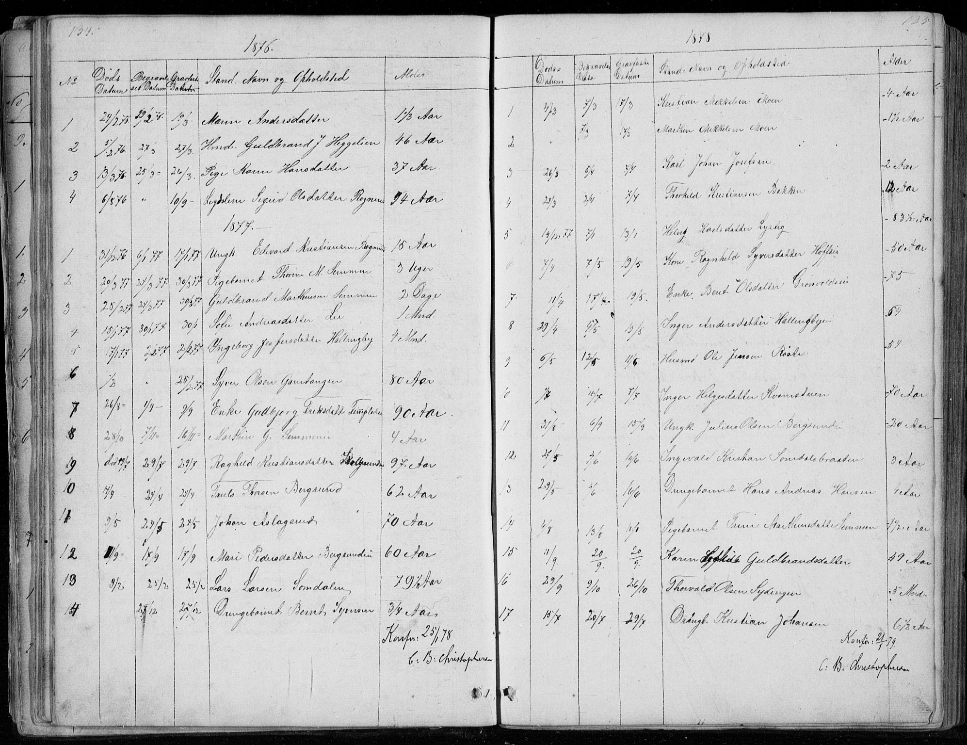 Ådal kirkebøker, SAKO/A-248/G/Gc/L0001: Parish register (copy) no. III 1, 1862-1898, p. 134-135