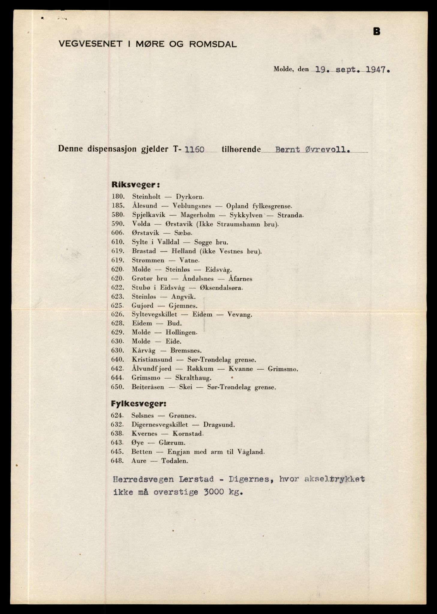 Møre og Romsdal vegkontor - Ålesund trafikkstasjon, AV/SAT-A-4099/F/Fe/L0010: Registreringskort for kjøretøy T 1050 - T 1169, 1927-1998, p. 2961