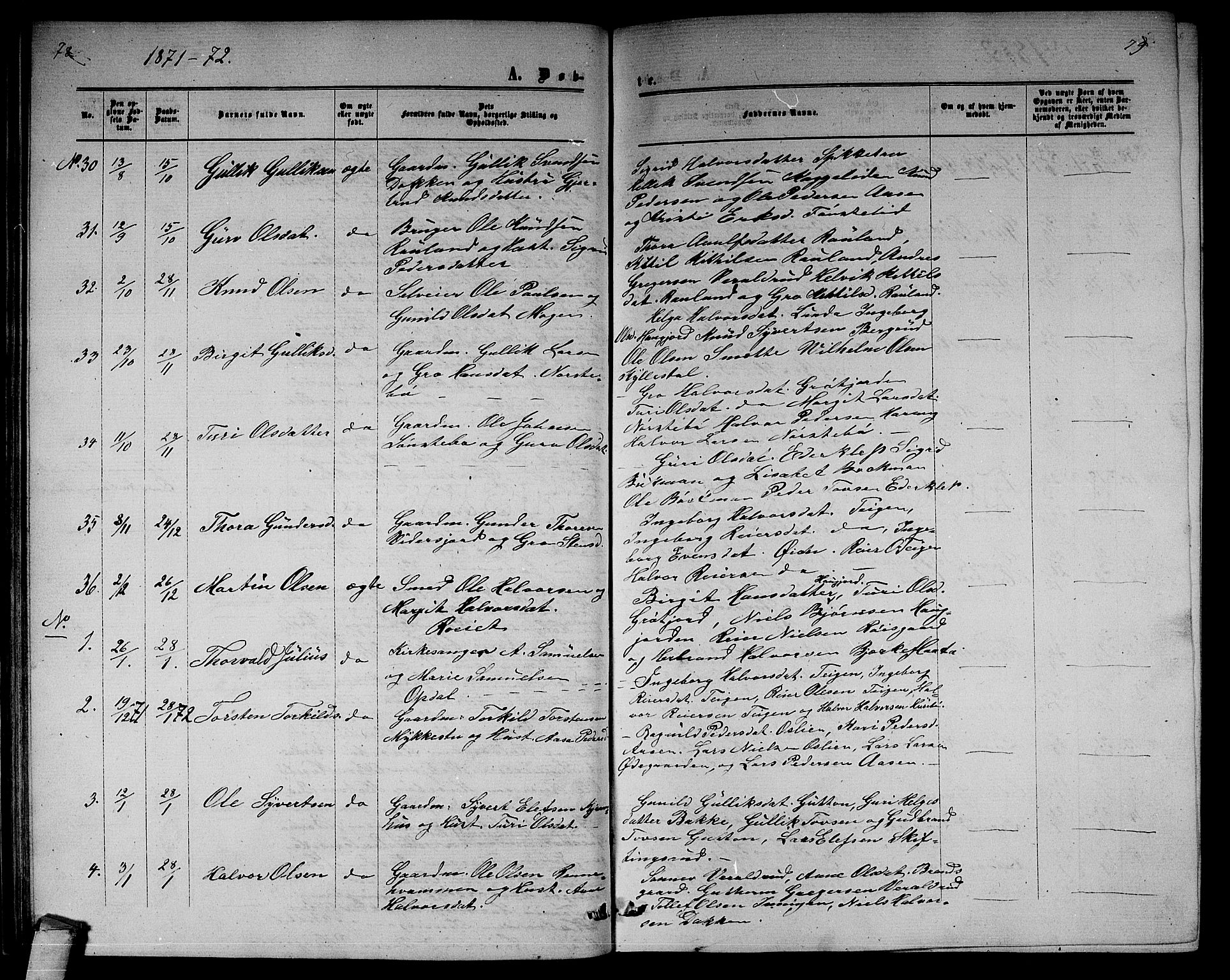 Nore kirkebøker, SAKO/A-238/G/Gb/L0001: Parish register (copy) no. II 1, 1862-1877, p. 78-79