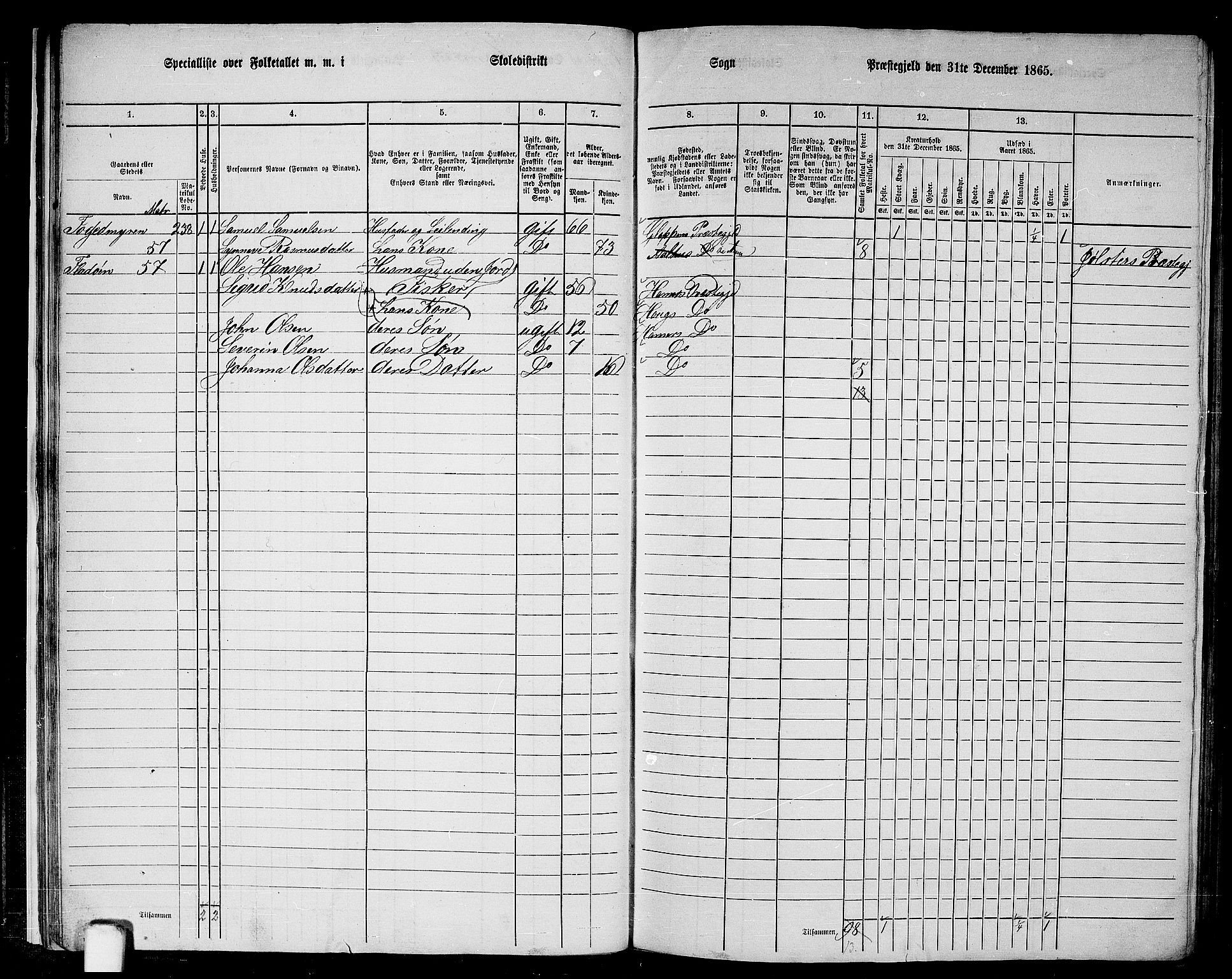 RA, 1865 census for Hamre, 1865, p. 22