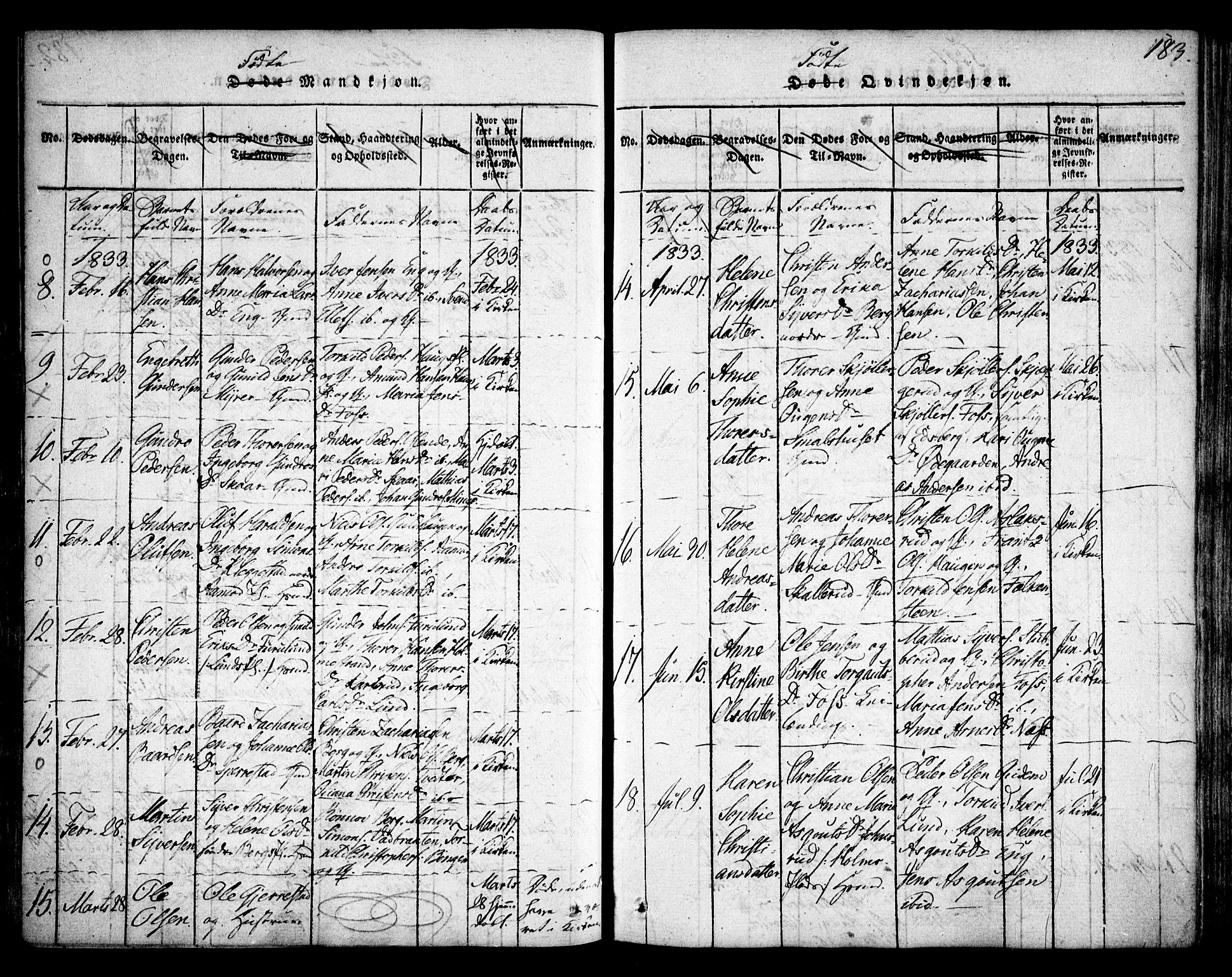 Skiptvet prestekontor Kirkebøker, SAO/A-20009/F/Fa/L0005: Parish register (official) no. 5, 1814-1838, p. 183