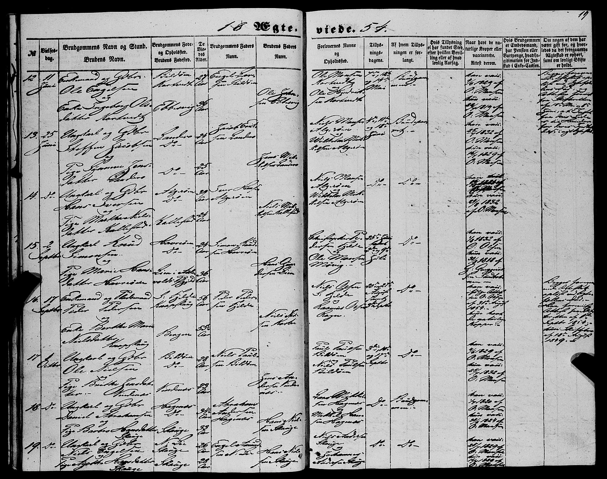 Fjell sokneprestembete, SAB/A-75301/H/Haa: Parish register (official) no. A 6, 1849-1877, p. 19