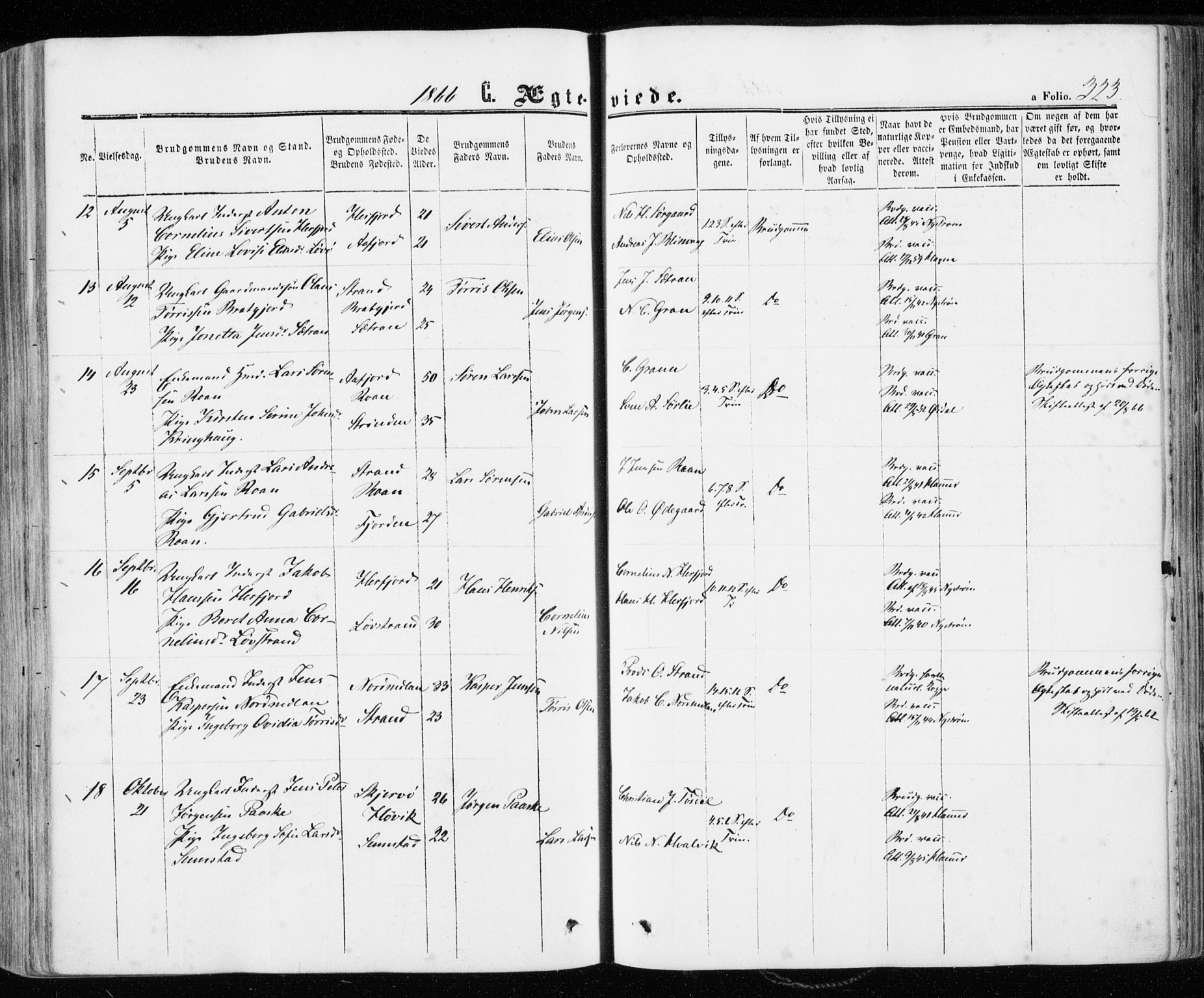 Ministerialprotokoller, klokkerbøker og fødselsregistre - Sør-Trøndelag, SAT/A-1456/657/L0705: Parish register (official) no. 657A06, 1858-1867, p. 323