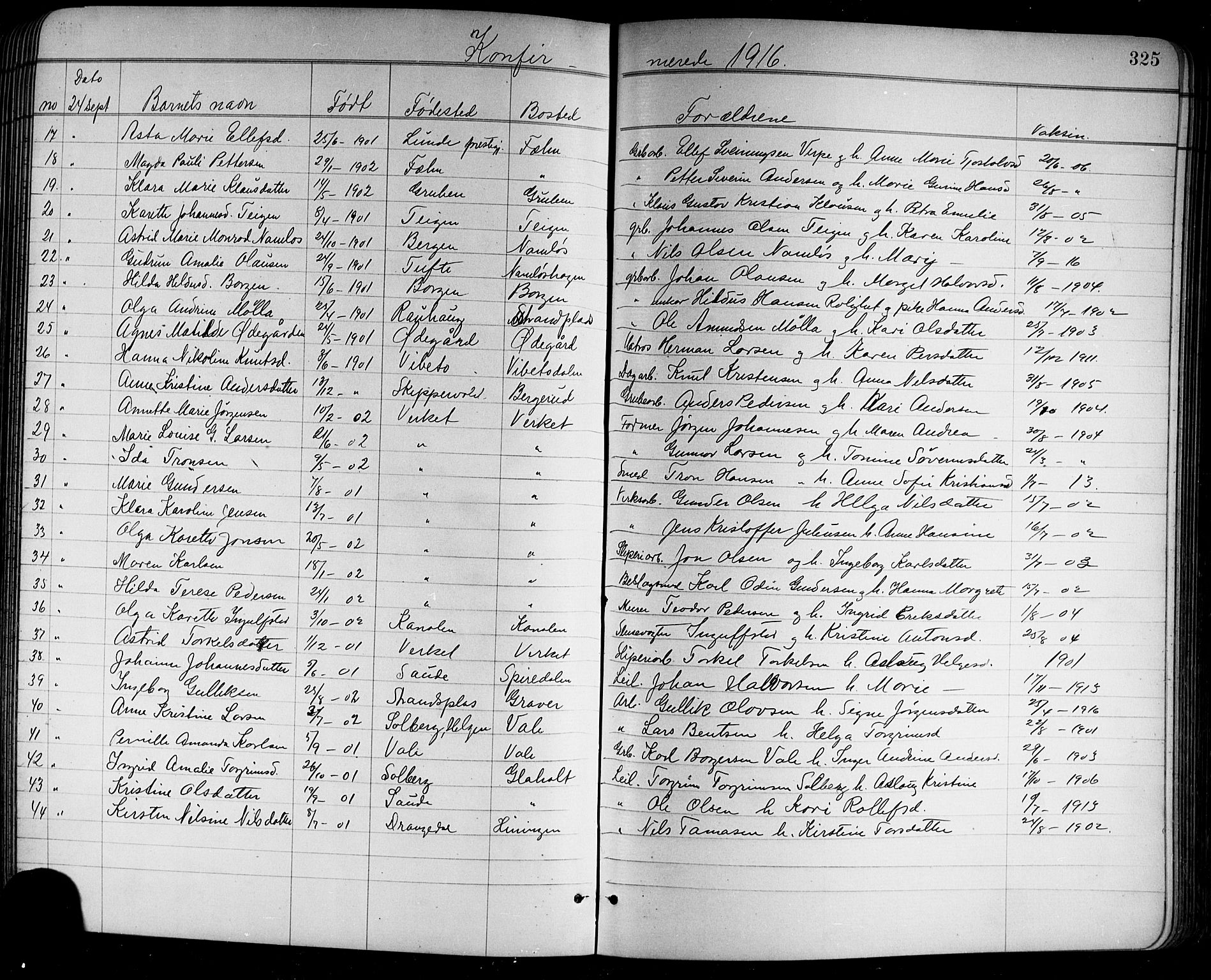 Holla kirkebøker, SAKO/A-272/G/Ga/L0005: Parish register (copy) no. I 5, 1891-1917, p. 325