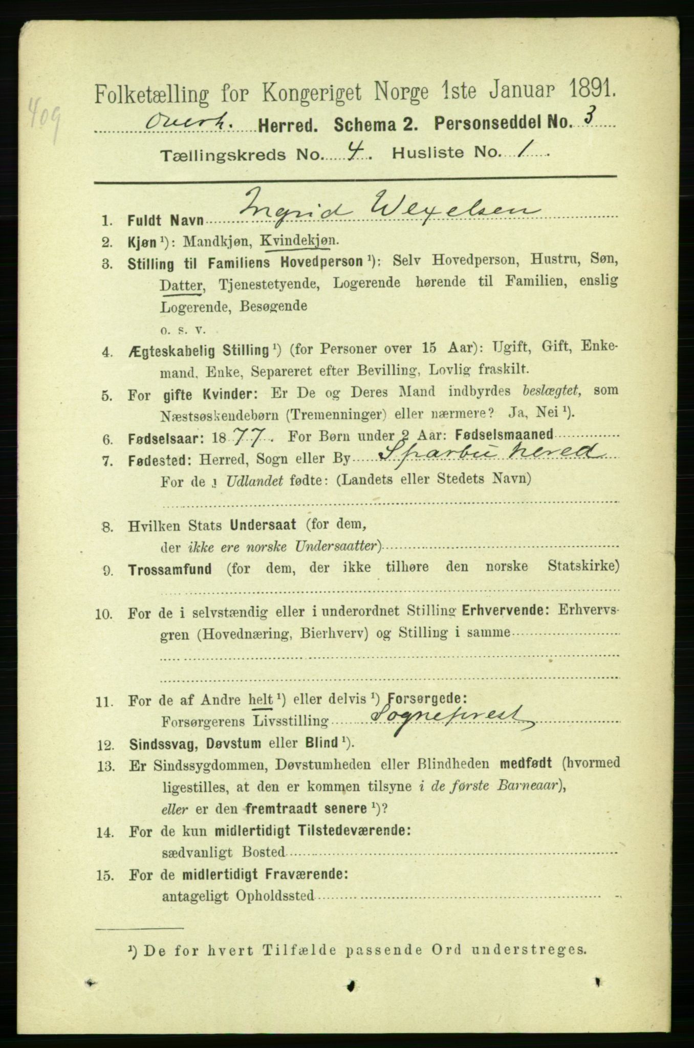 RA, 1891 census for 1744 Overhalla, 1891, p. 1100