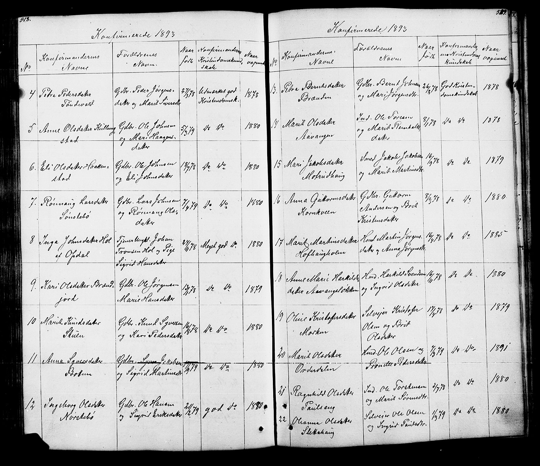 Lesja prestekontor, SAH/PREST-068/H/Ha/Hab/L0005: Parish register (copy) no. 5, 1850-1894, p. 518-519