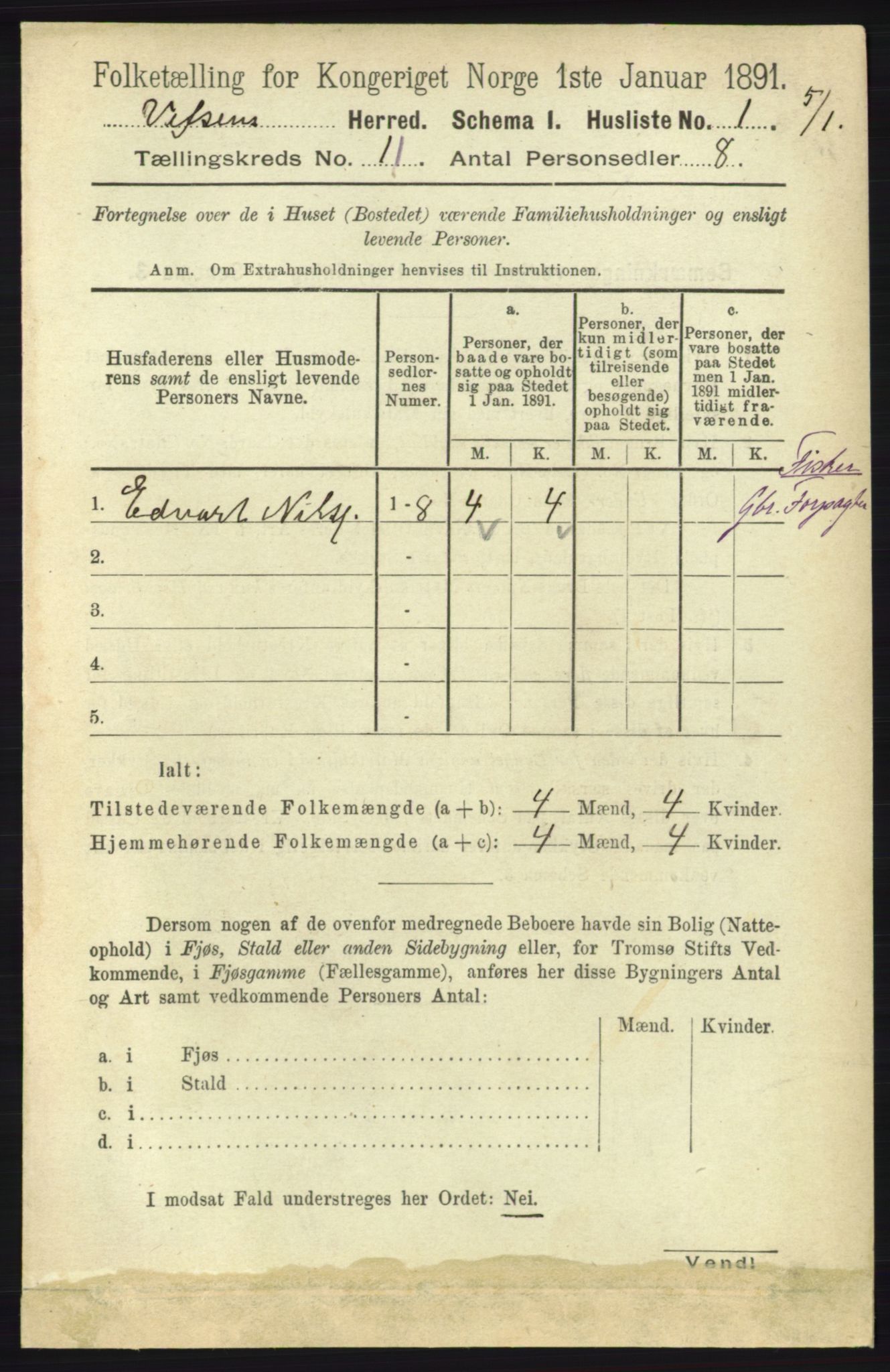 RA, 1891 census for 1824 Vefsn, 1891, p. 5593