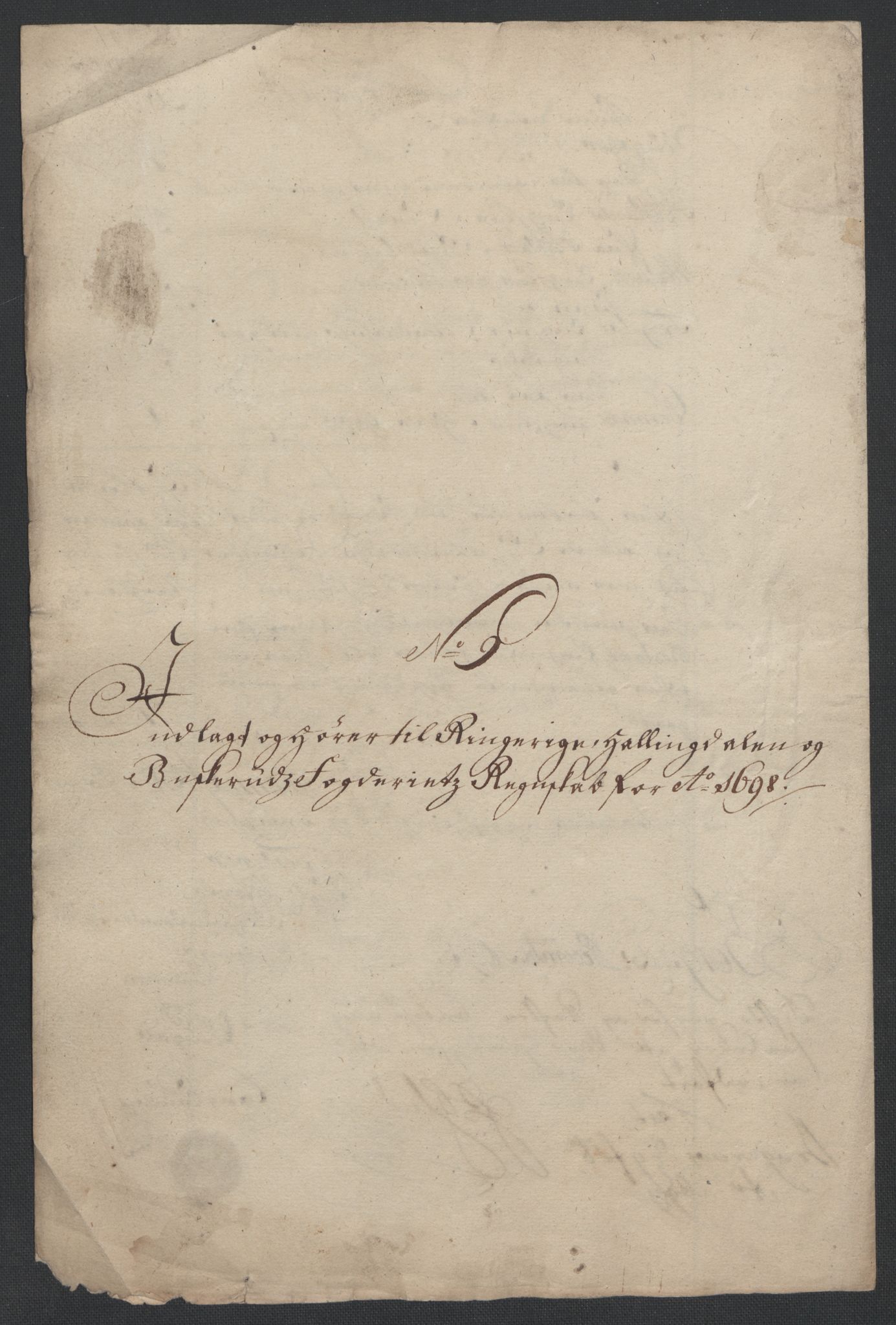 Rentekammeret inntil 1814, Reviderte regnskaper, Fogderegnskap, AV/RA-EA-4092/R22/L1455: Fogderegnskap Ringerike, Hallingdal og Buskerud, 1698, p. 310