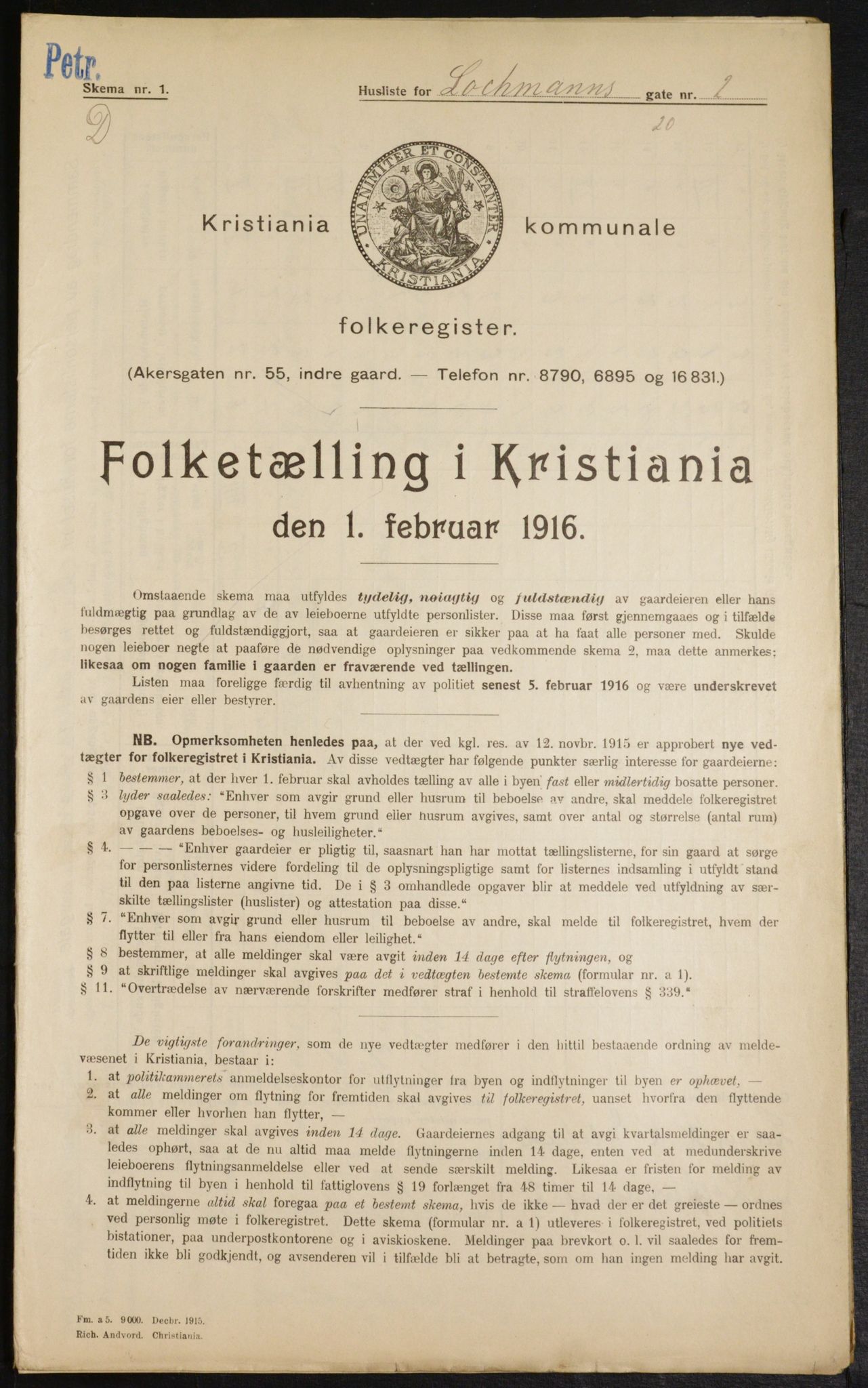 OBA, Municipal Census 1916 for Kristiania, 1916, p. 59530