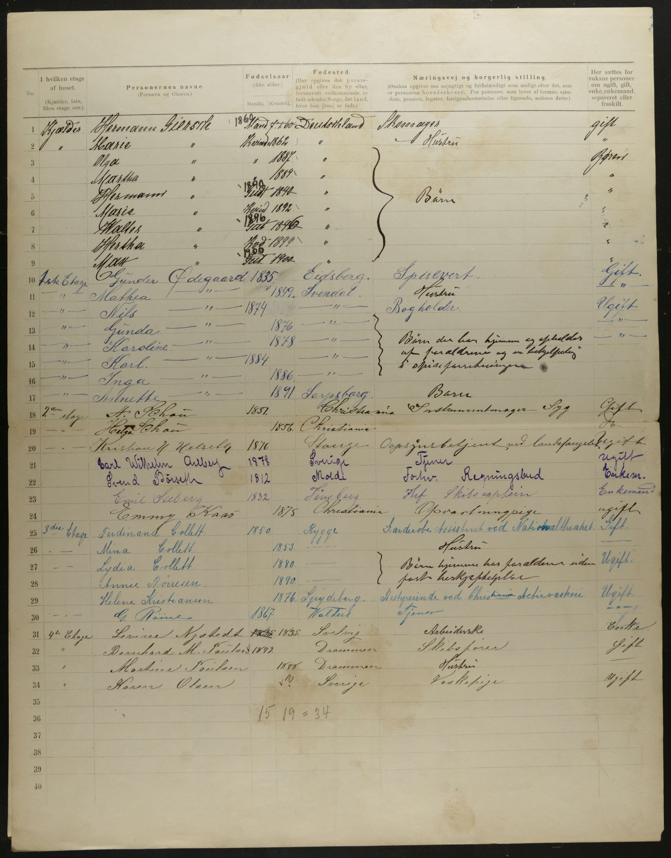 OBA, Municipal Census 1901 for Kristiania, 1901, p. 6450