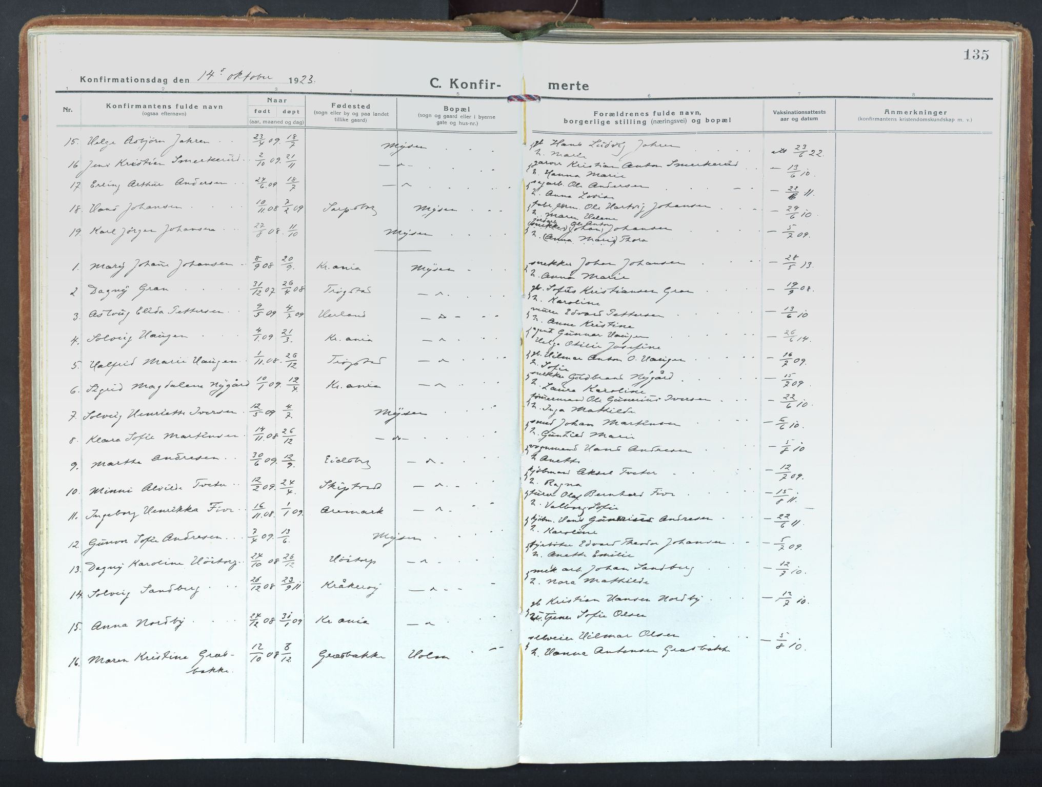 Eidsberg prestekontor Kirkebøker, AV/SAO-A-10905/F/Fd/L0001: Parish register (official) no. IV 1, 1921-1948, p. 135