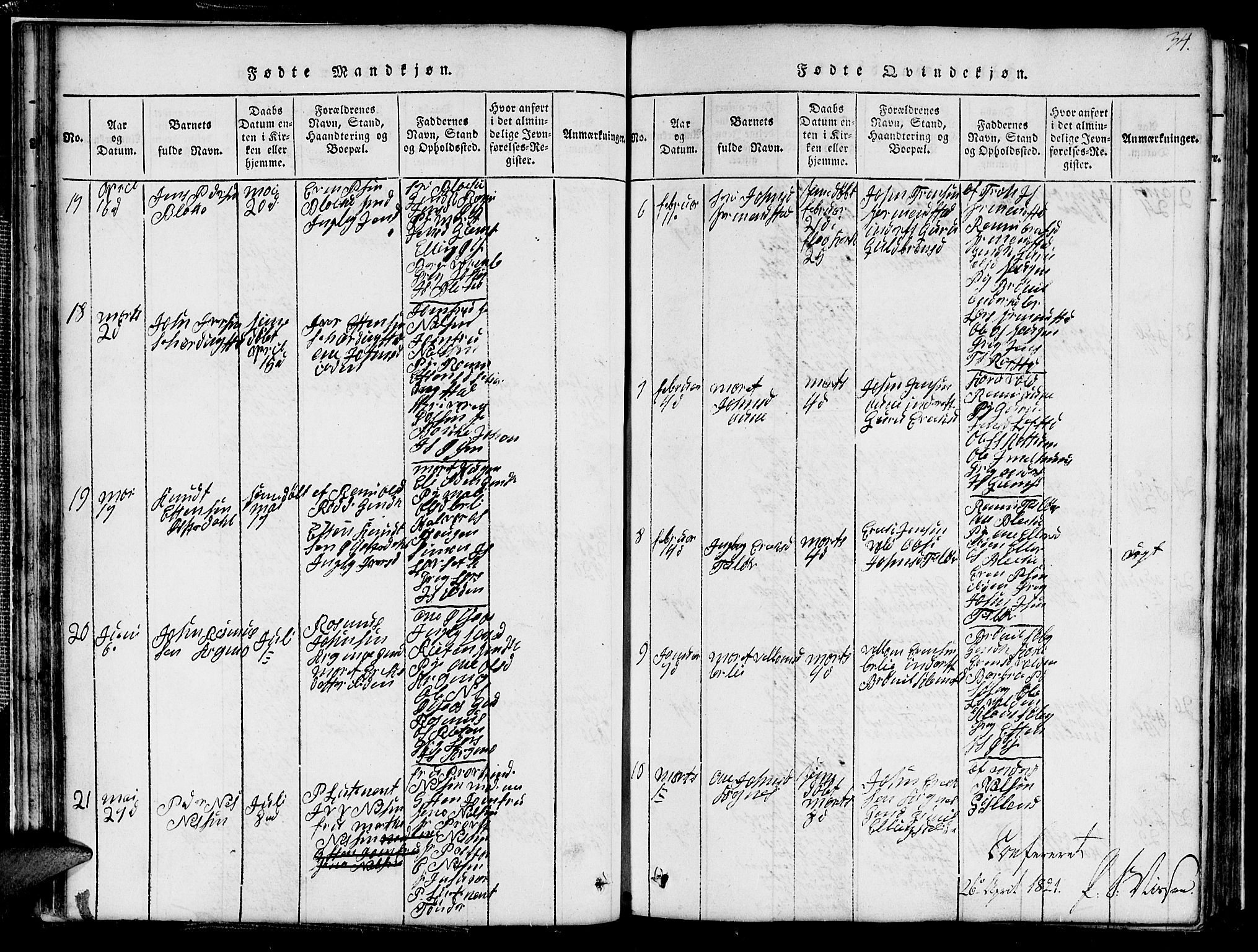 Ministerialprotokoller, klokkerbøker og fødselsregistre - Sør-Trøndelag, SAT/A-1456/691/L1092: Parish register (copy) no. 691C03, 1816-1852, p. 34