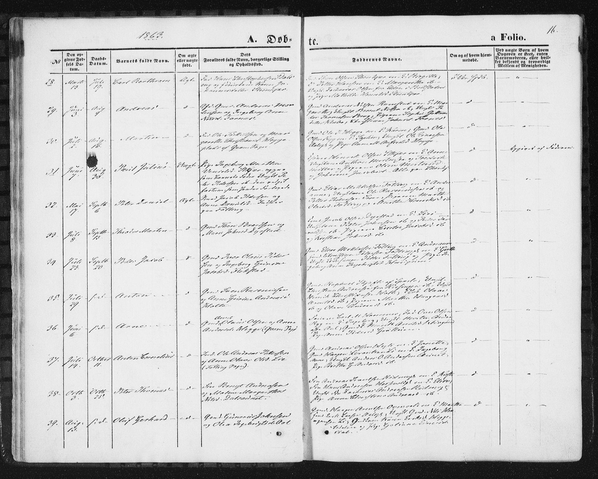 Ministerialprotokoller, klokkerbøker og fødselsregistre - Nord-Trøndelag, SAT/A-1458/746/L0447: Parish register (official) no. 746A06, 1860-1877, p. 16